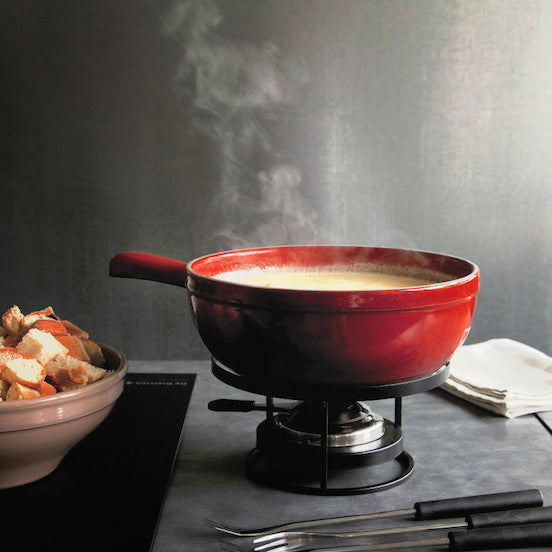 Emile Henry Artisan Cheese Fondue Set - Classic Ceramic Fondue Pot with 6 Forks - Perfect for Entertaining, Dinner Parties & Romantic Date Nights