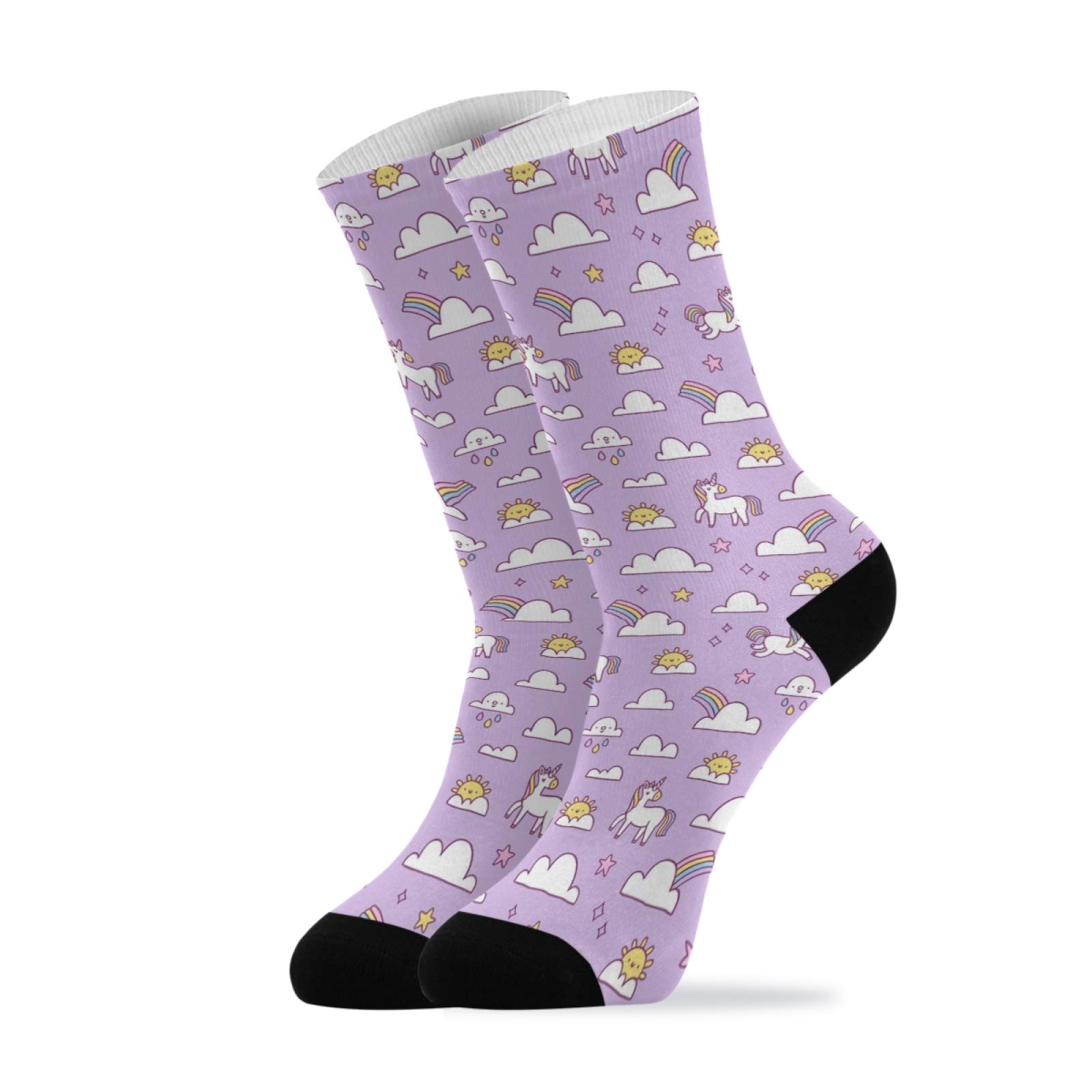 Unicorn Rainbow Socks for Women & Girls - Fun Novelty Casual Crew Socks with Colorful Design - Perfect for Costumes, Gifts, and Everyday Wear