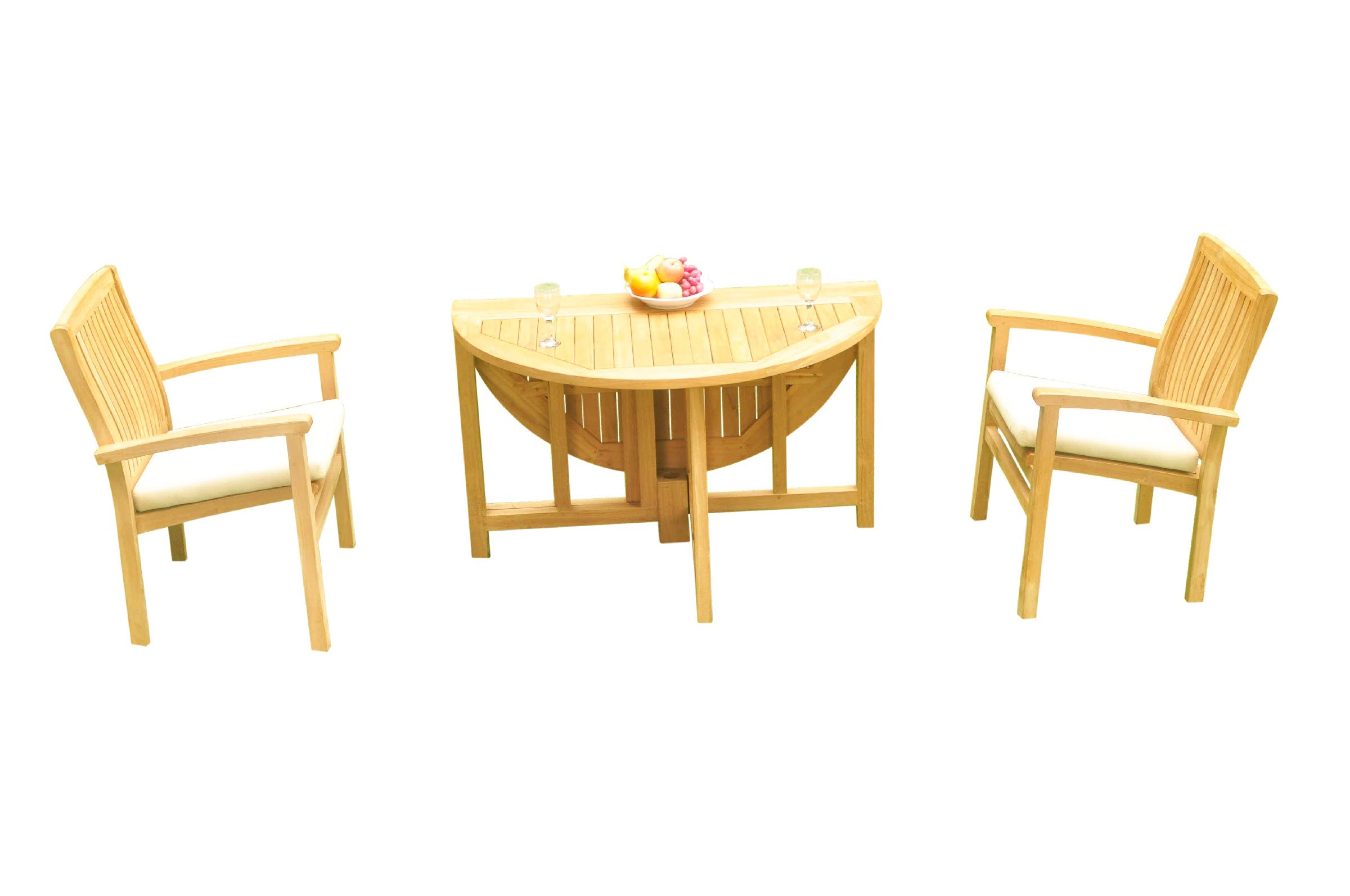 Premium 2-Person Teak Wood Outdoor Dining Set - 48