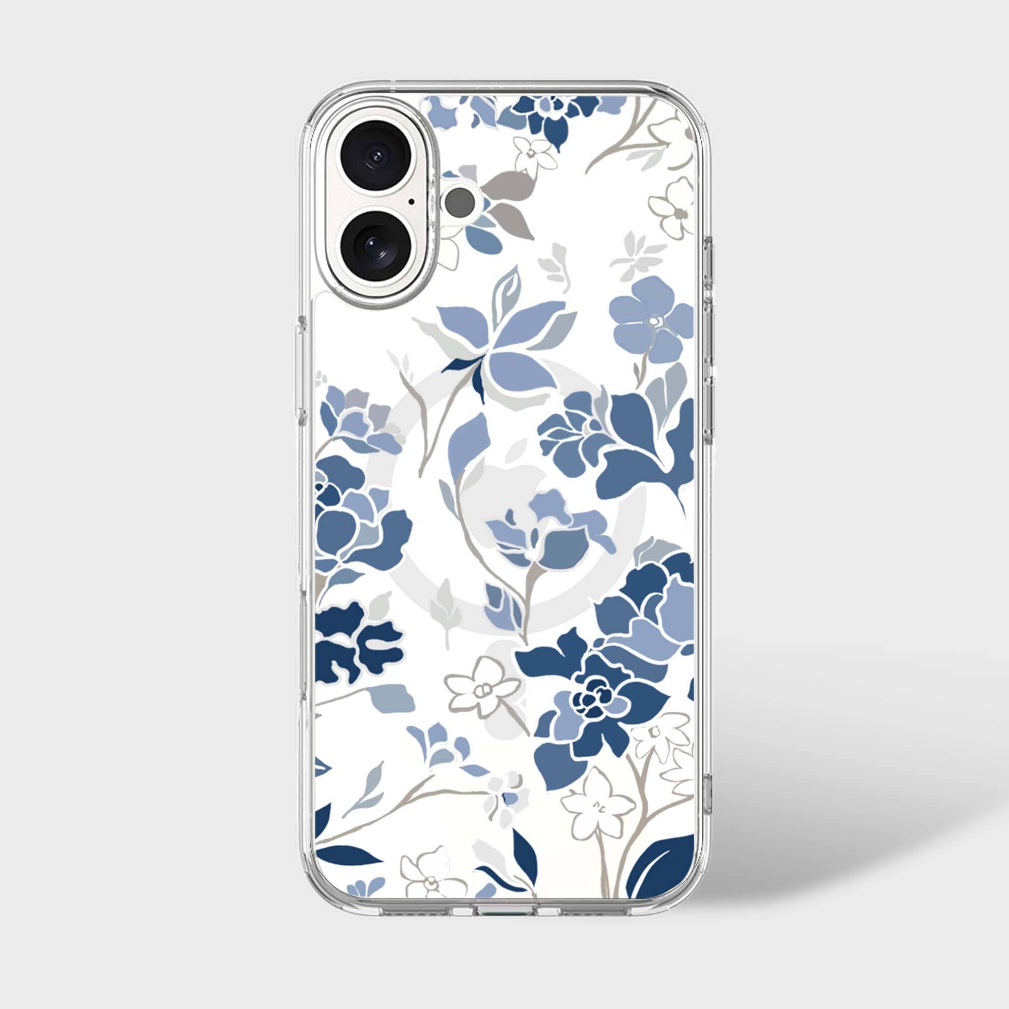 MagSafe iPhone 16 Case - Blue Pattern Clear Protective Cover | Slim Fit Shockproof Design for iPhone 16 | Perfect for Everyday Use, Travel & Outdoor Activities