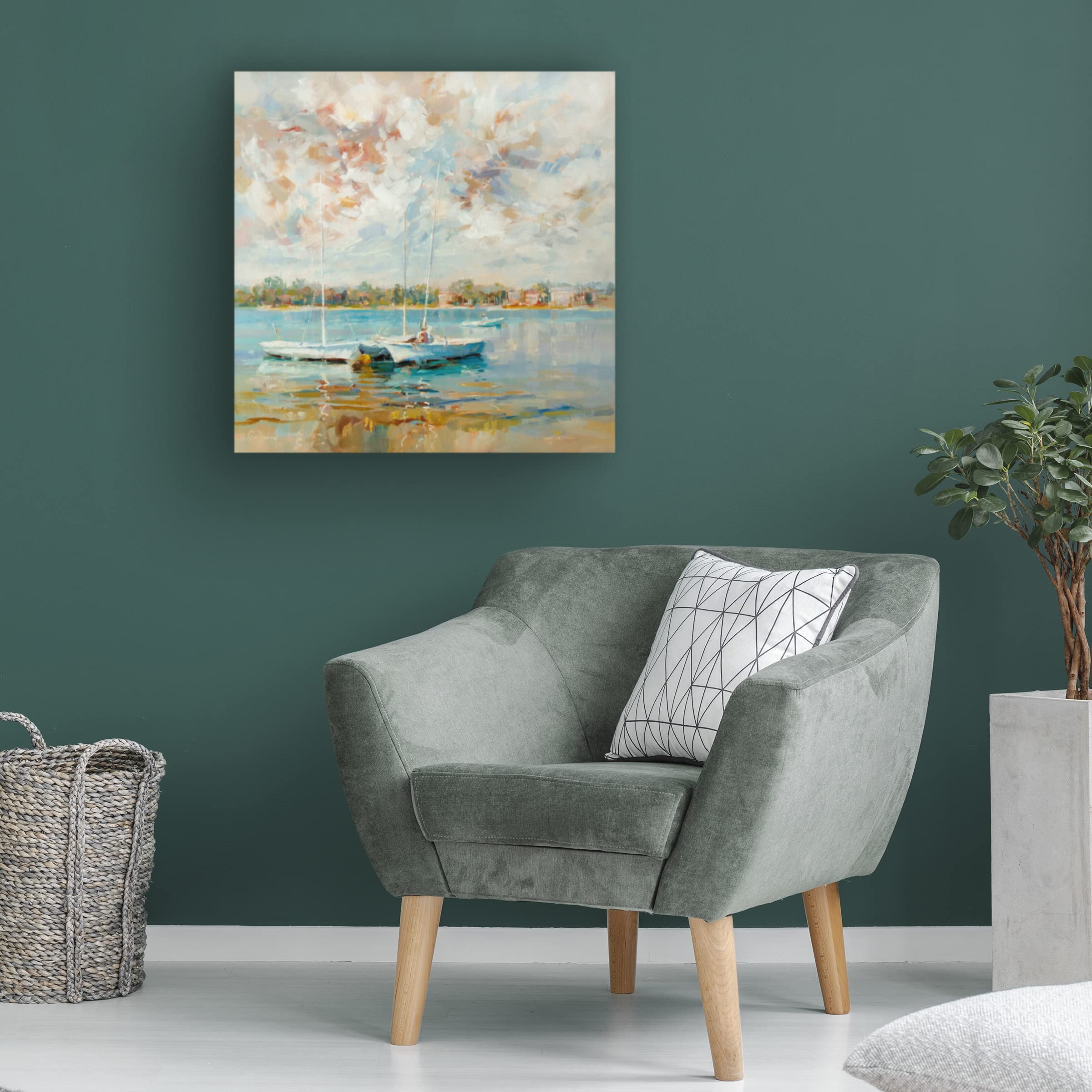 Trademark Fine Art 'At Waters Edge' Canvas Wall Art by Kasia Bruniany - Stunning Landscape Painting for Living Room, Bedroom & Office Decor