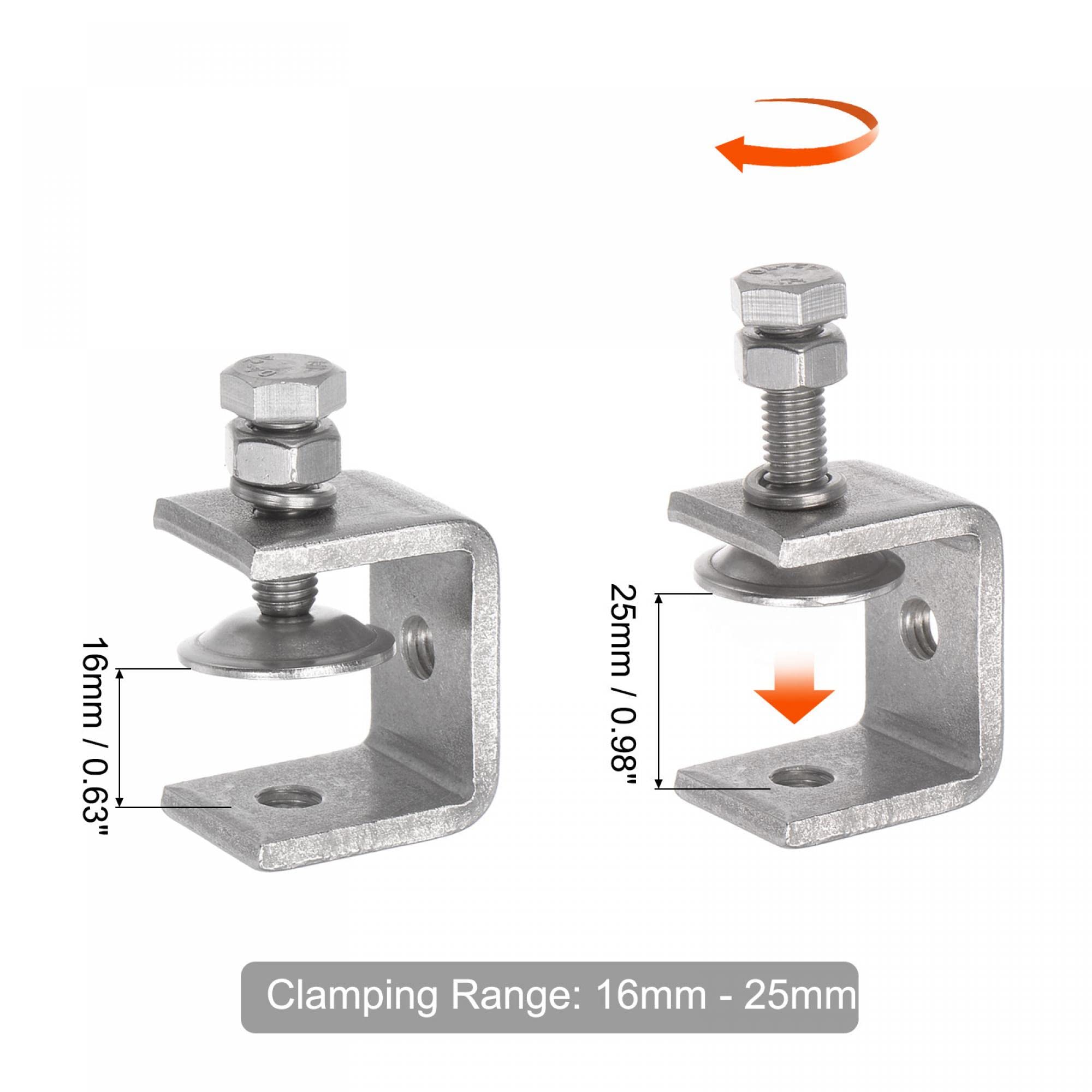 uxcell Stainless Steel C-Clamp 30mm Wide Jaw Opening - Heavy Duty Woodworking, Welding, Building & DIY Projects - Perfect for Home Repair, Furniture Assembly & Workshop Use