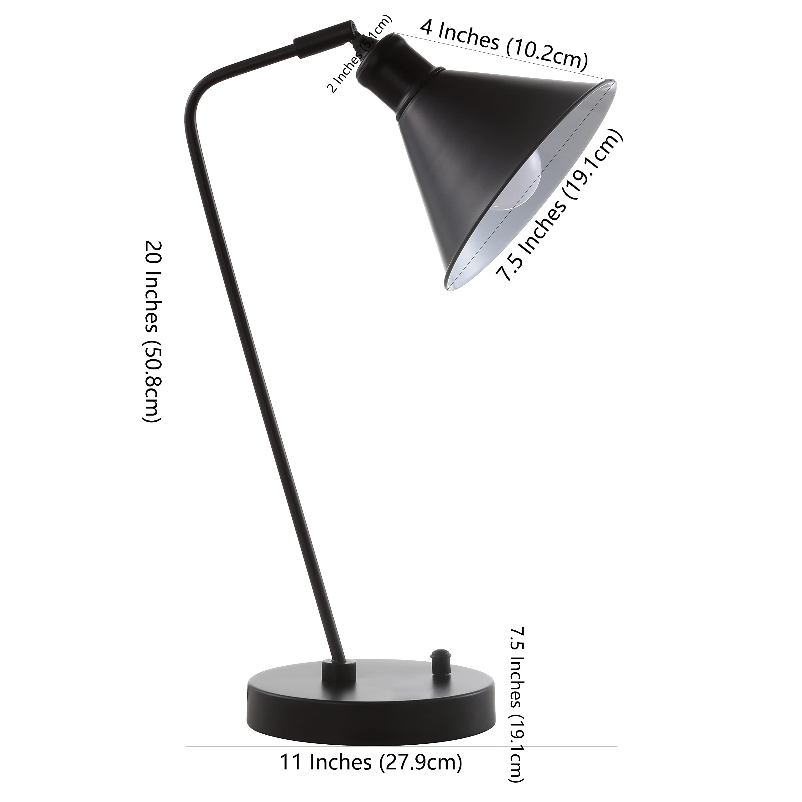 SAFAVIEH Vance Black 20-inch LED Table Lamp - Modern Desk Lamp for Bedroom, Living Room, Home Office & Dorm Study with Nightstand Task Lighting (Bulb Included) | Perfect for Reading, Working & Ambient Lighting