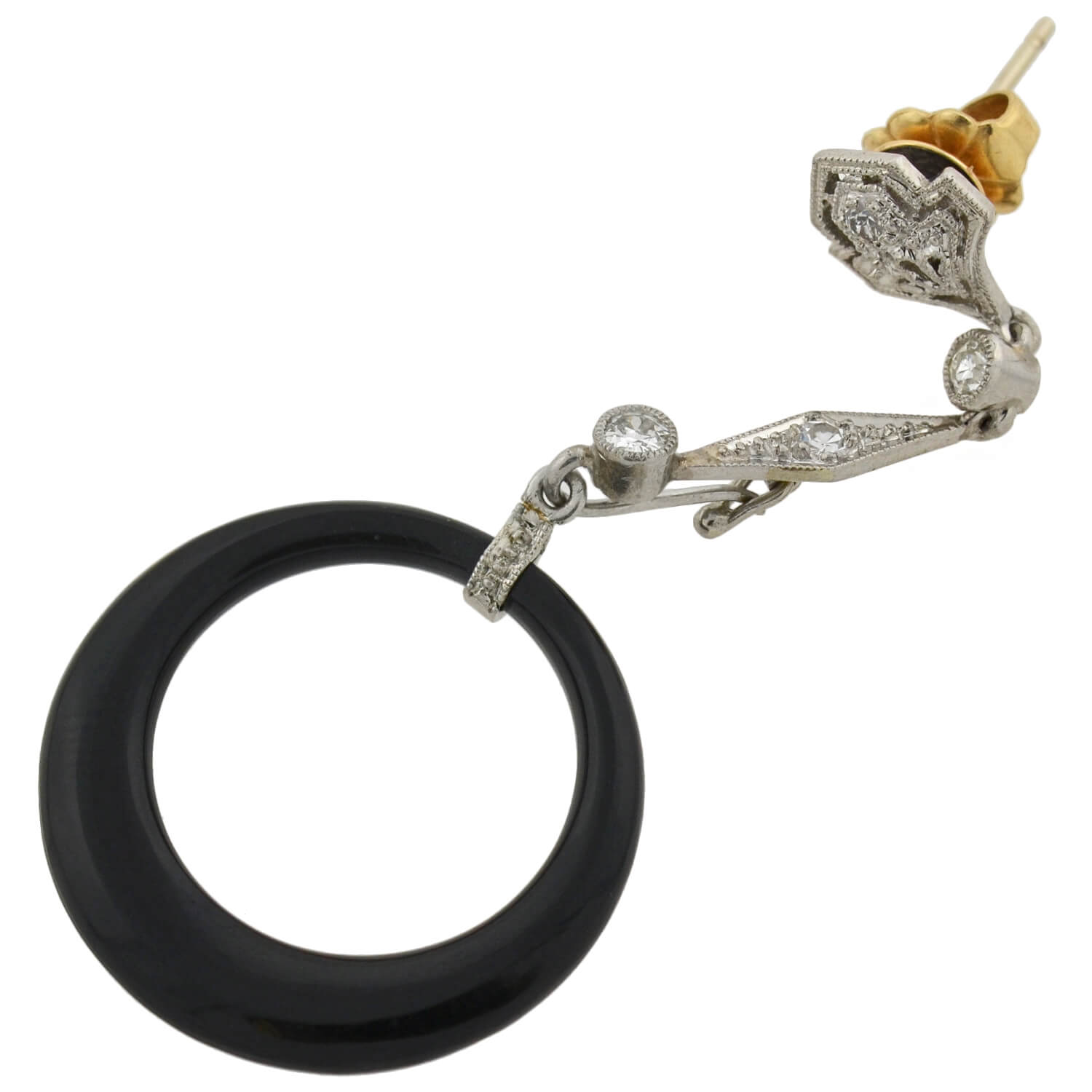 Art Deco Platinum Diamond, Jadeite, Onyx & Rock Crystal Convertible Earrings – Vintage Luxury Jewelry for Weddings, Parties & Special Occasions