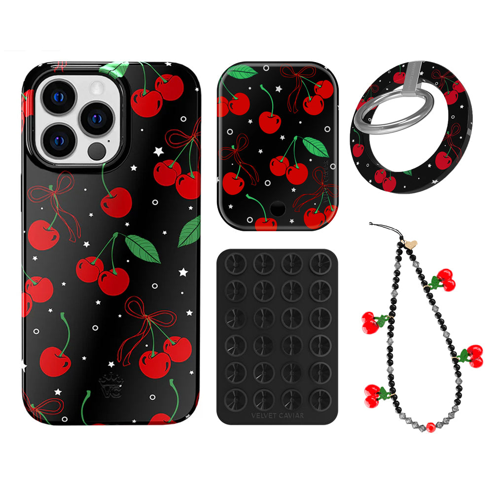 Cherry On Top iPhone Grip Bundle Set - Secure & Stylish Phone Holder for iPhone 13/14/15 Pro Max - Perfect for Gym, Running, Travel & Everyday Use