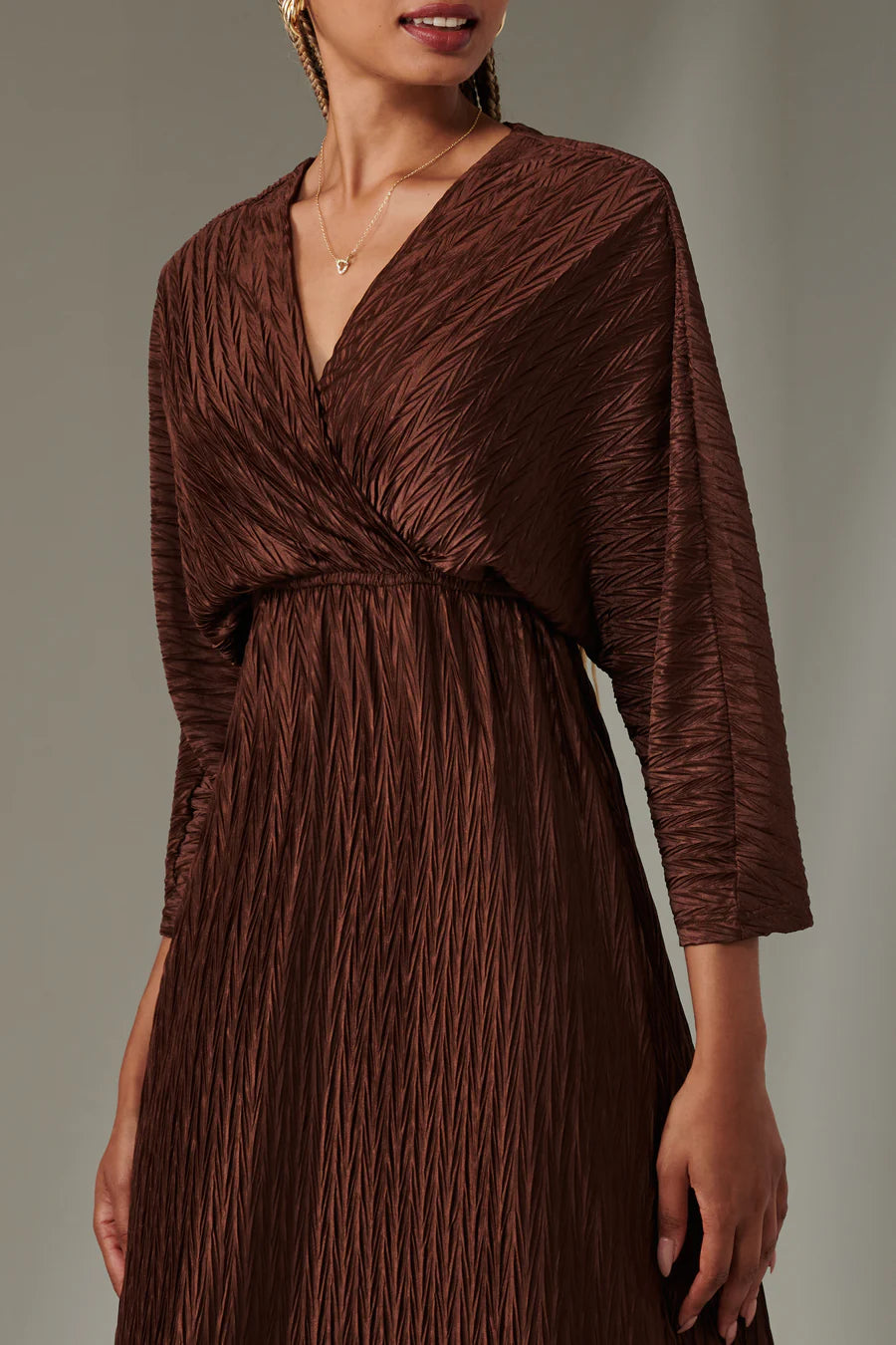 Elegant Chocolate Brown Ruffle Hem Chiffon Maxi Dress for Women - Perfect for Weddings, Parties & Special Occasions