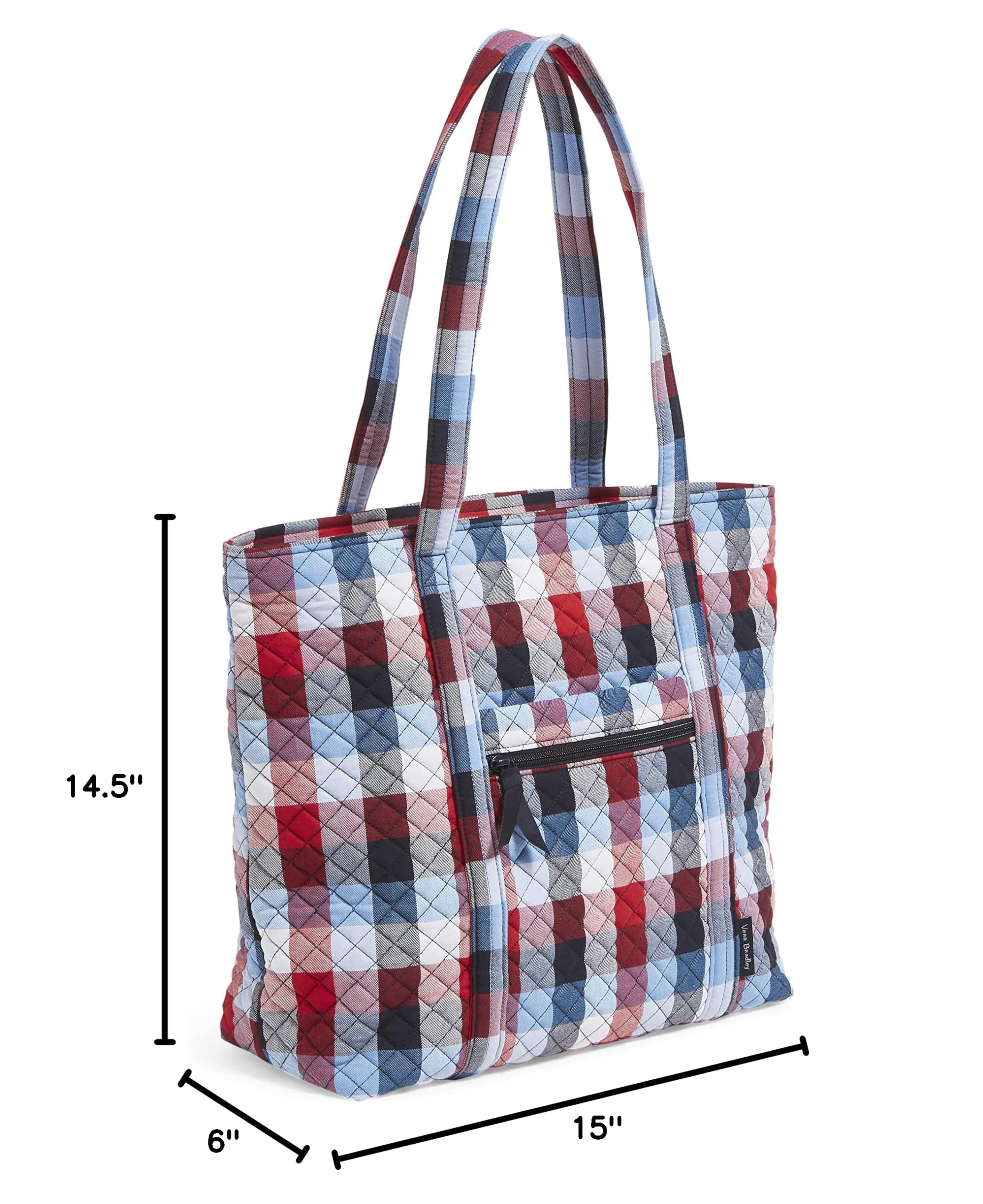 Vera Bradley Women's Cotton Tote Bag - Stylish & Spacious Handbag for Work, Travel & Everyday Use | Lightweight Shoulder Bag with Multiple Pockets