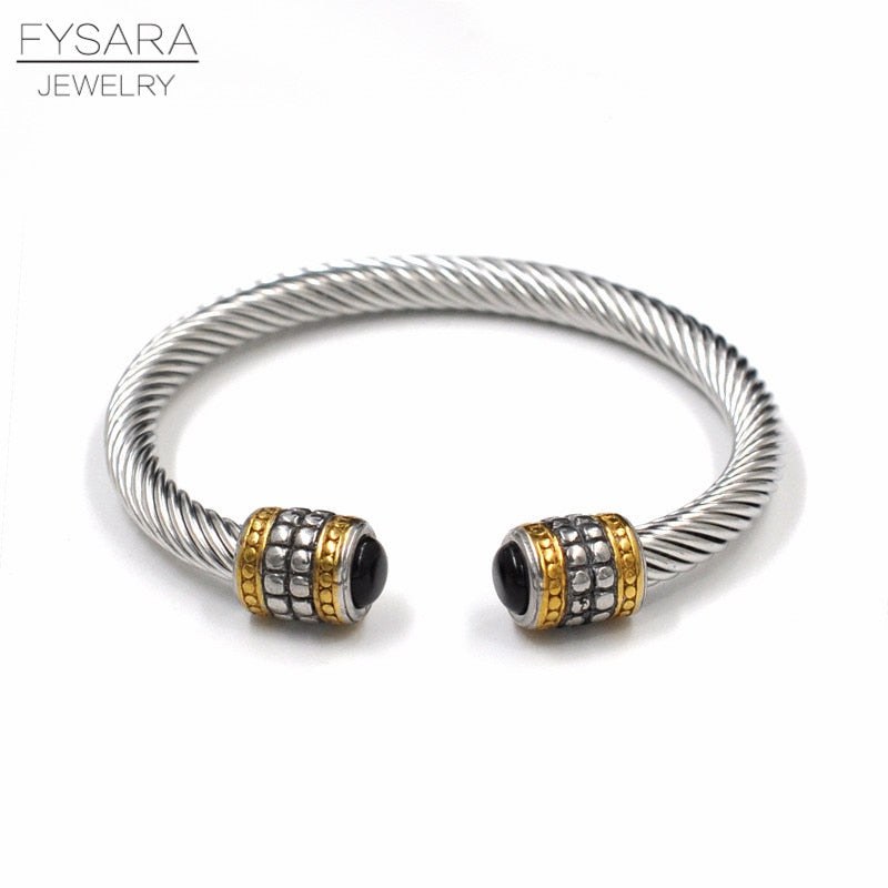 Twisted Cable Wire Bangle Cuff Bracelets for Women - Fashion Jewelry for Casual & Formal Wear - Perfect for Office, Party & Everyday Accessories