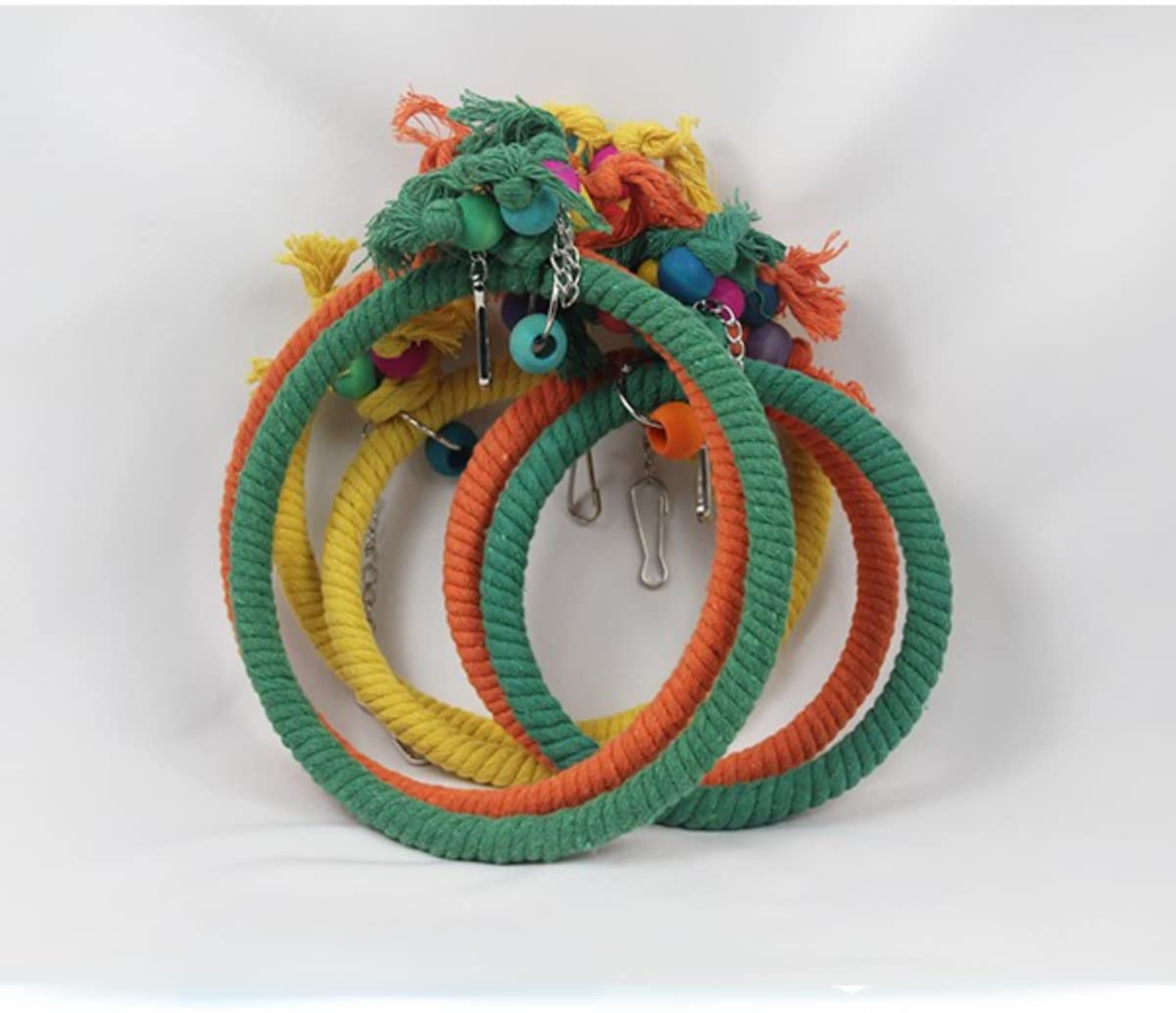 Natural Cotton Rope Bird Swing - Durable Chew-Resistant Perch Toy for Parrots, Cockatiels, Conures & Small Birds | Cage Hanging Enrichment Activity for Budgies & Parakeets | Large Green Size (2-Pack) - Perfect for Playtime & Stress Relief in Bird Cages