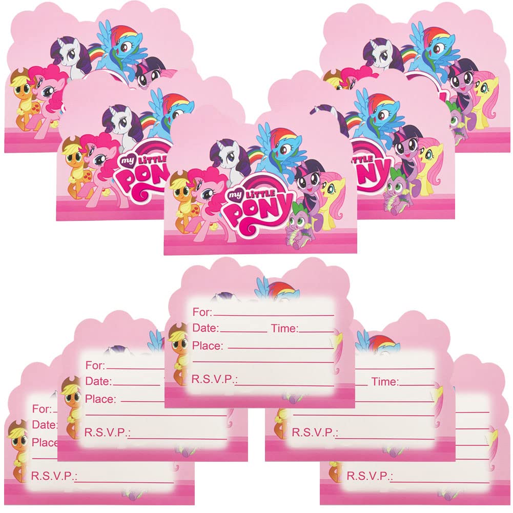 30 Pcs My Little Pony Birthday Invitation Cards for Kids - Cute Pony Themed Party Invitations - Perfect for Birthday Celebrations, Themed Parties & Special Events