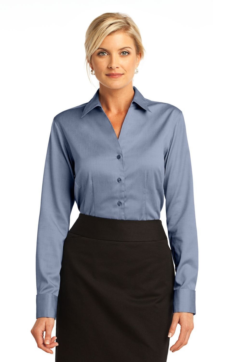 Red House Women's French Cuff Non-Iron Pinpoint Oxford Shirt - Professional Office Wear & Business Casual Attire for Women