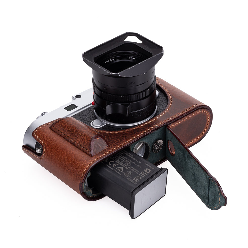 Arte di Mano Aventino Premium Leather Half Case with Advanced Battery Door for Leica M11 Camera - Perfect for Street Photography & Travel (Rally Volpe Edition)