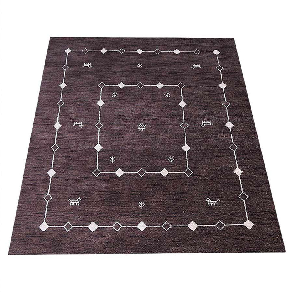 Premium Hand-Knotted Wool Plaid Rug - Soft & Durable for Living Room, Bedroom, or Office Decor