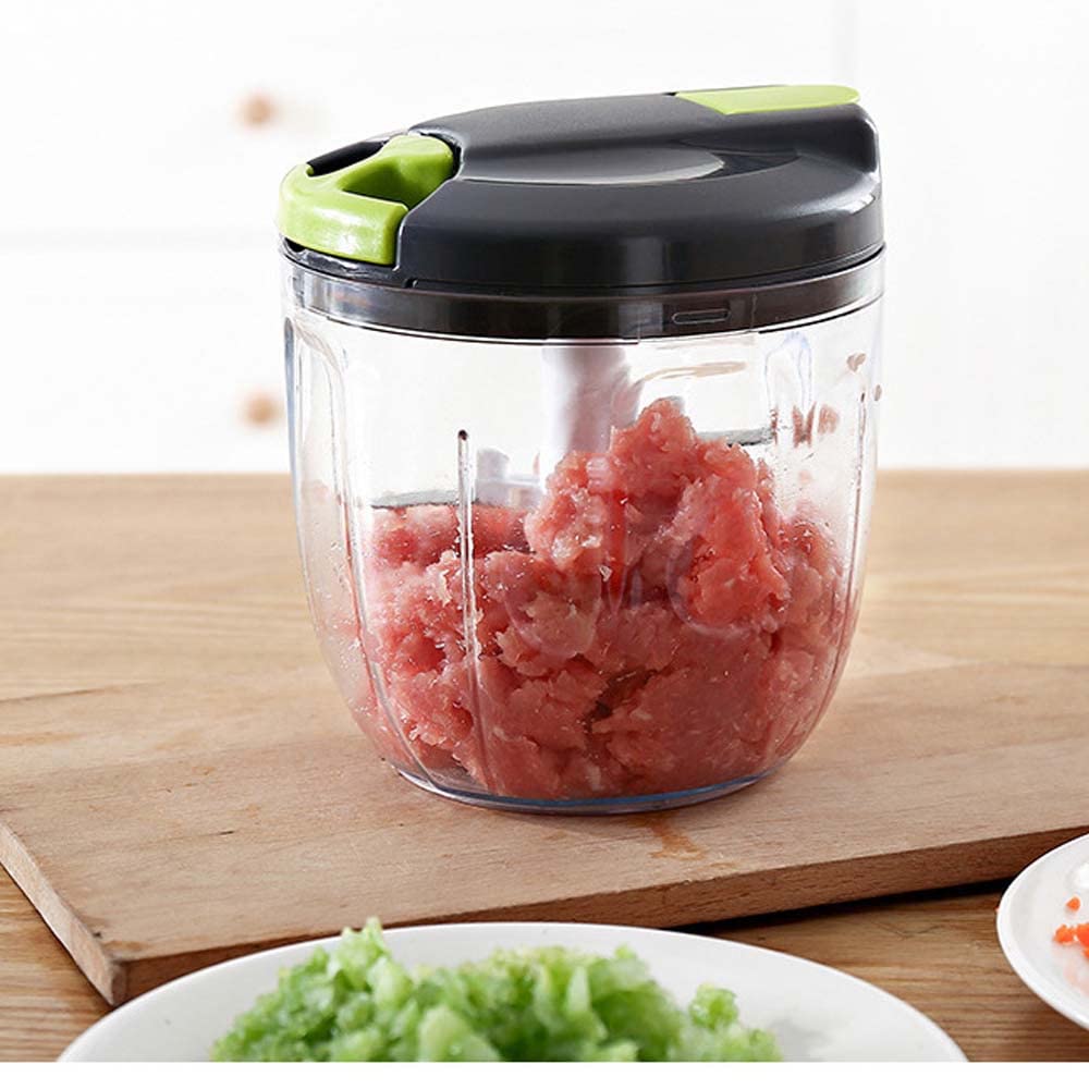 Multi-Function Manual Rotary Vegetable Cutter & Meat Grinder - Hand Pull Rope Garlic Masher for Kitchen, Home Use - Perfect for Chopping Veggies, Grinding Meat & Mincing Garlic