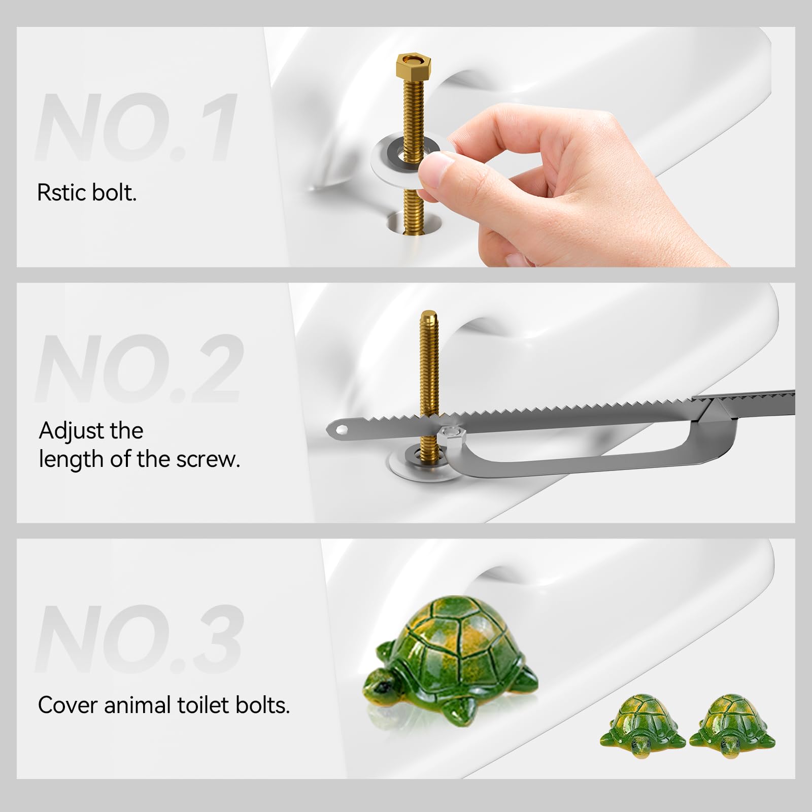 Decorative Resin Toilet Bolt Caps - Rust-Proof Bathroom Accessories Set of 2 (Turtle Design) for Easy Installation & Toilet Seat Protection - Perfect for Home, Hotel & RV Bathroom Upgrades