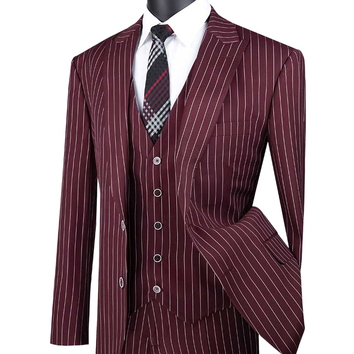 Stylish Men's 3-Piece Gangster Striped Single Breasted Suit Set with Matching Socks - Perfect for Weddings, Parties & Formal Events