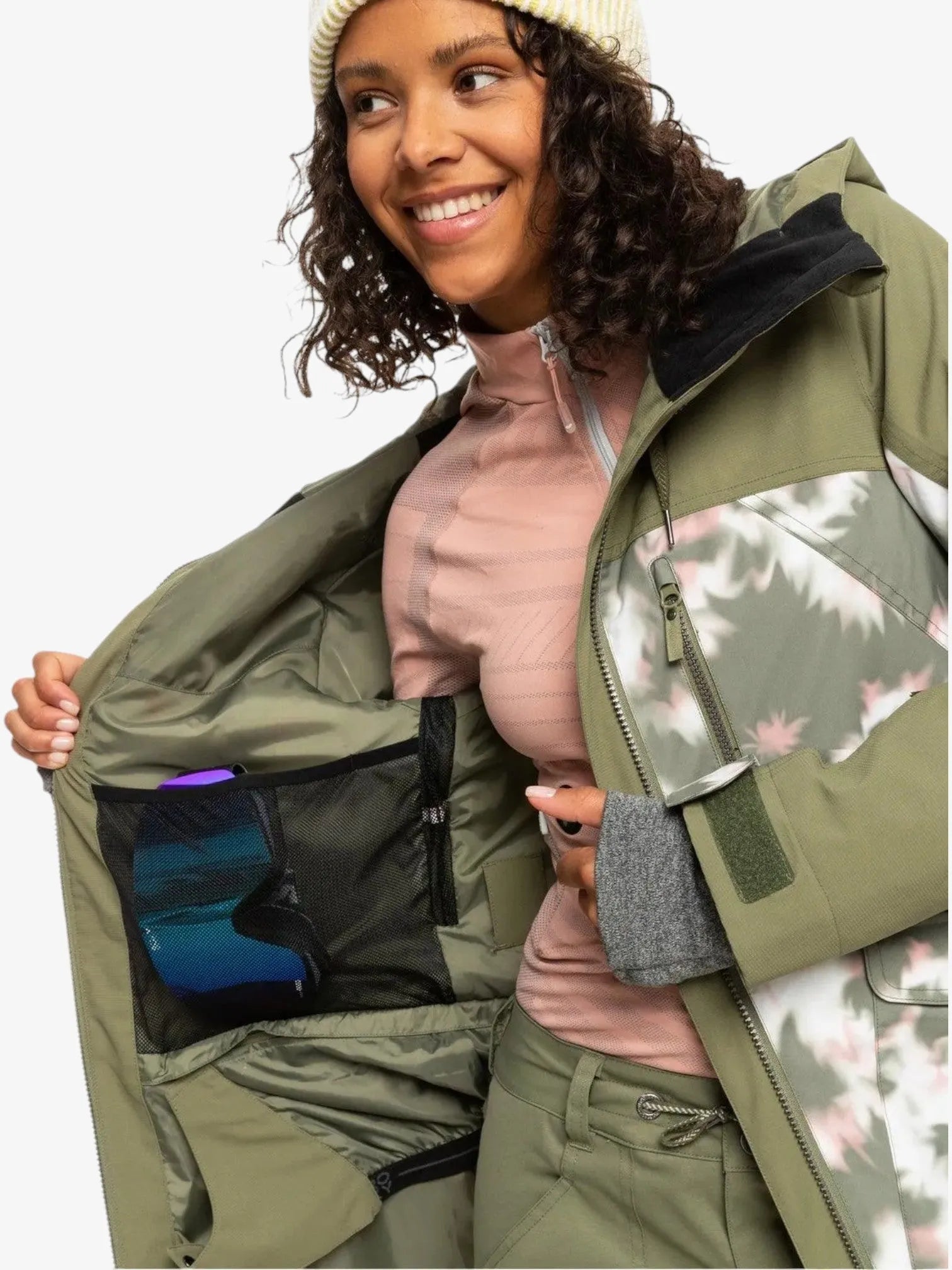 Roxy Snow Stated Verde Batik Women's Winter Jacket - Waterproof & Insulated Snowboard Coat for Skiing & Outdoor Adventures