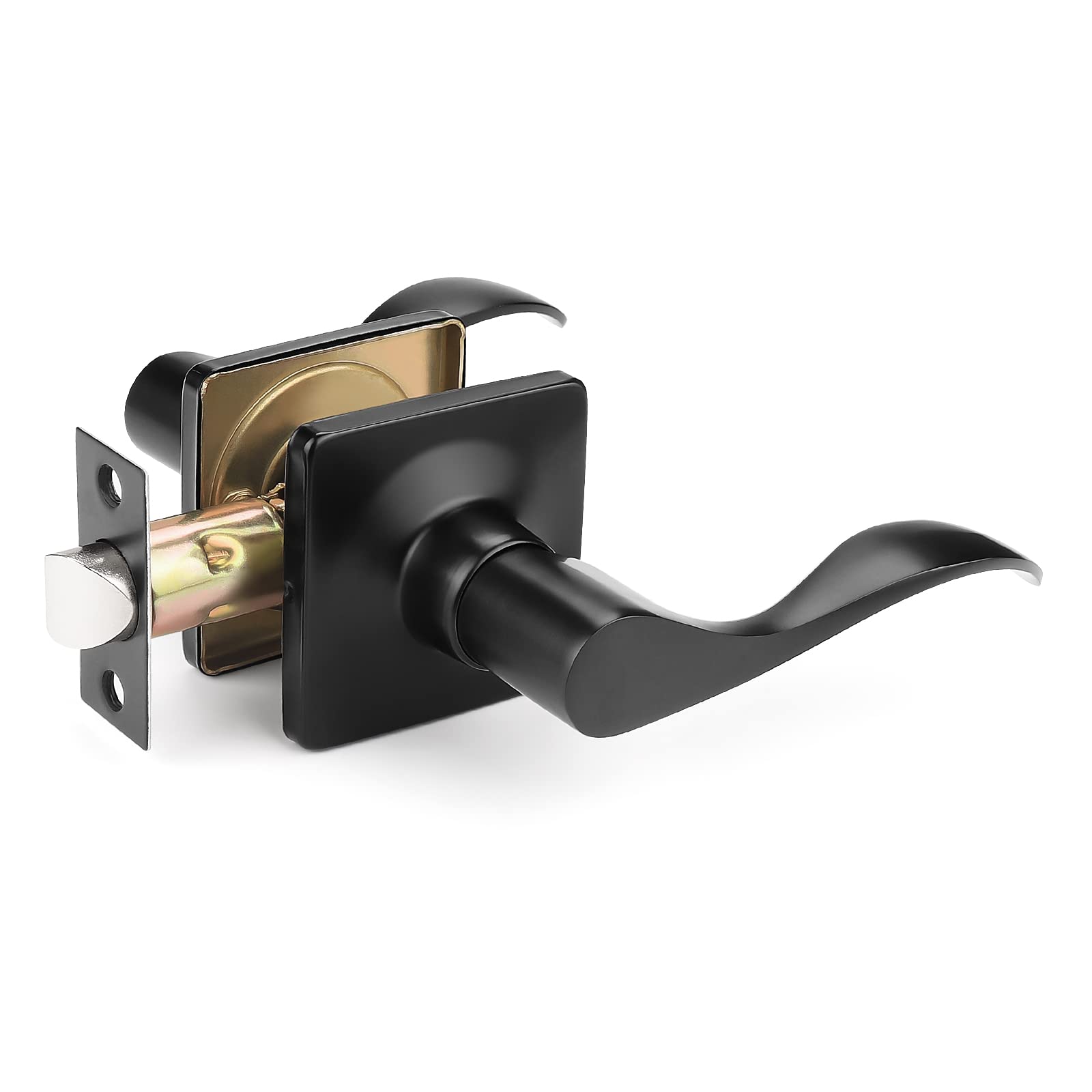 Mengico 1 Pack Black Door Lever Handle with Lock - Reversible Interior Door Knob for Closet, Hallway & Bedroom - Secure & Durable Home Access Solution
