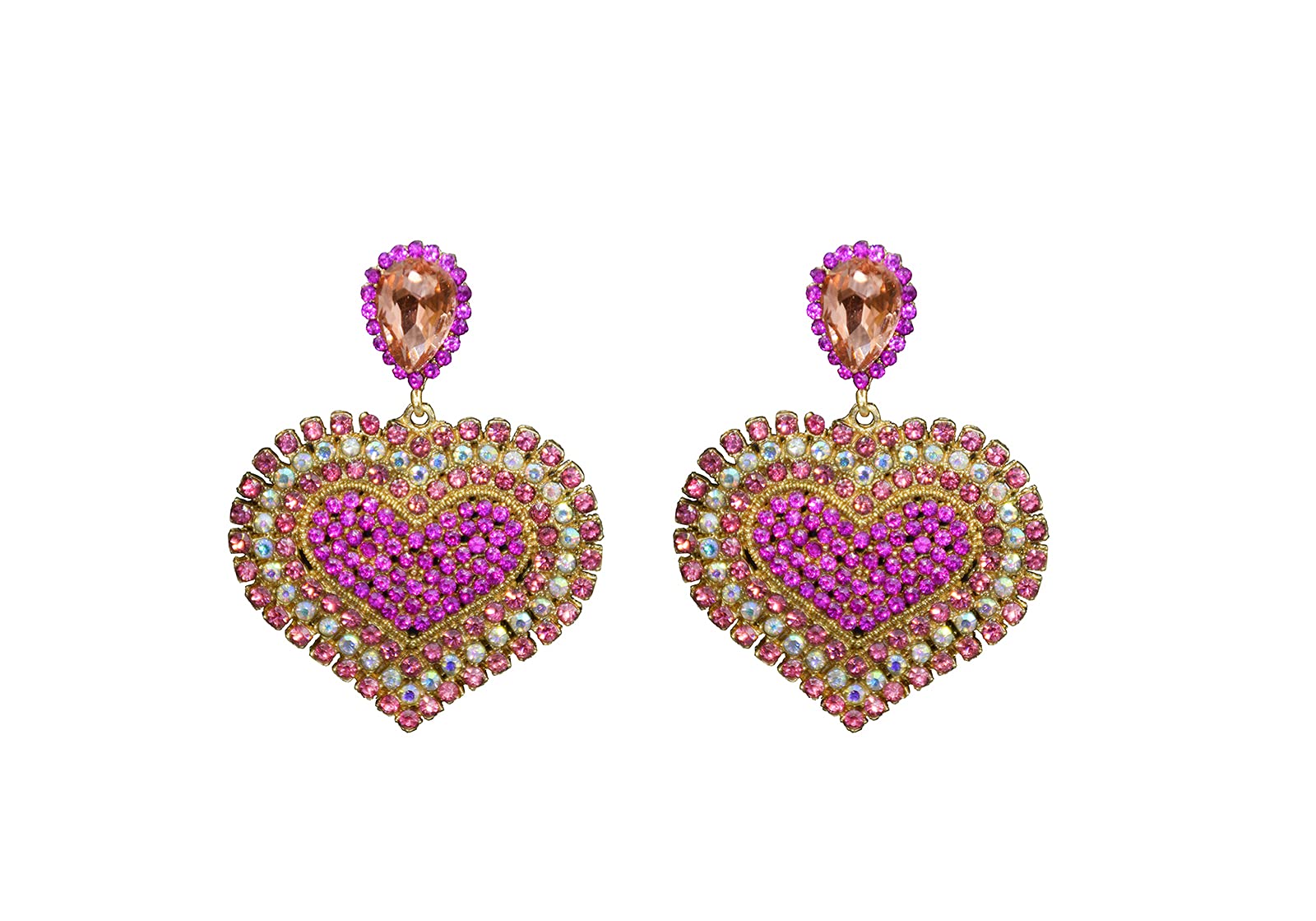 Women's Heart Love Drop Dangle Earrings - Colored Zircon Bohemian Jewelry for Valentine's Day Gifts | Perfect for Date Nights, Weddings & Romantic Occasions