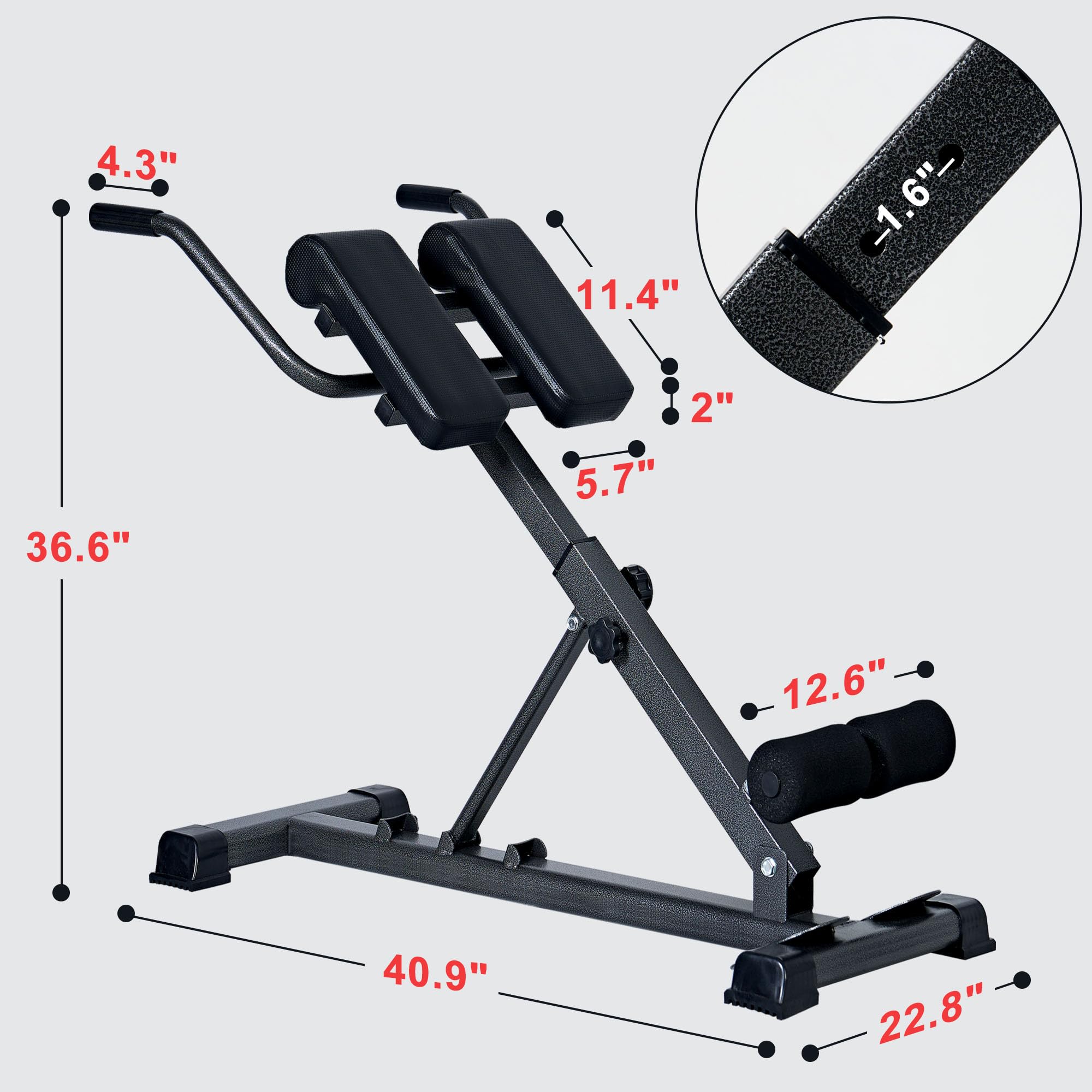 Soges Adjustable Roman Chair - Foldable Hyperextension Bench for Back & Ab Workouts, Full Body Strength Training Gym Equipment for Home - Perfect for Core Exercises, Sit-Ups & Fitness Routines