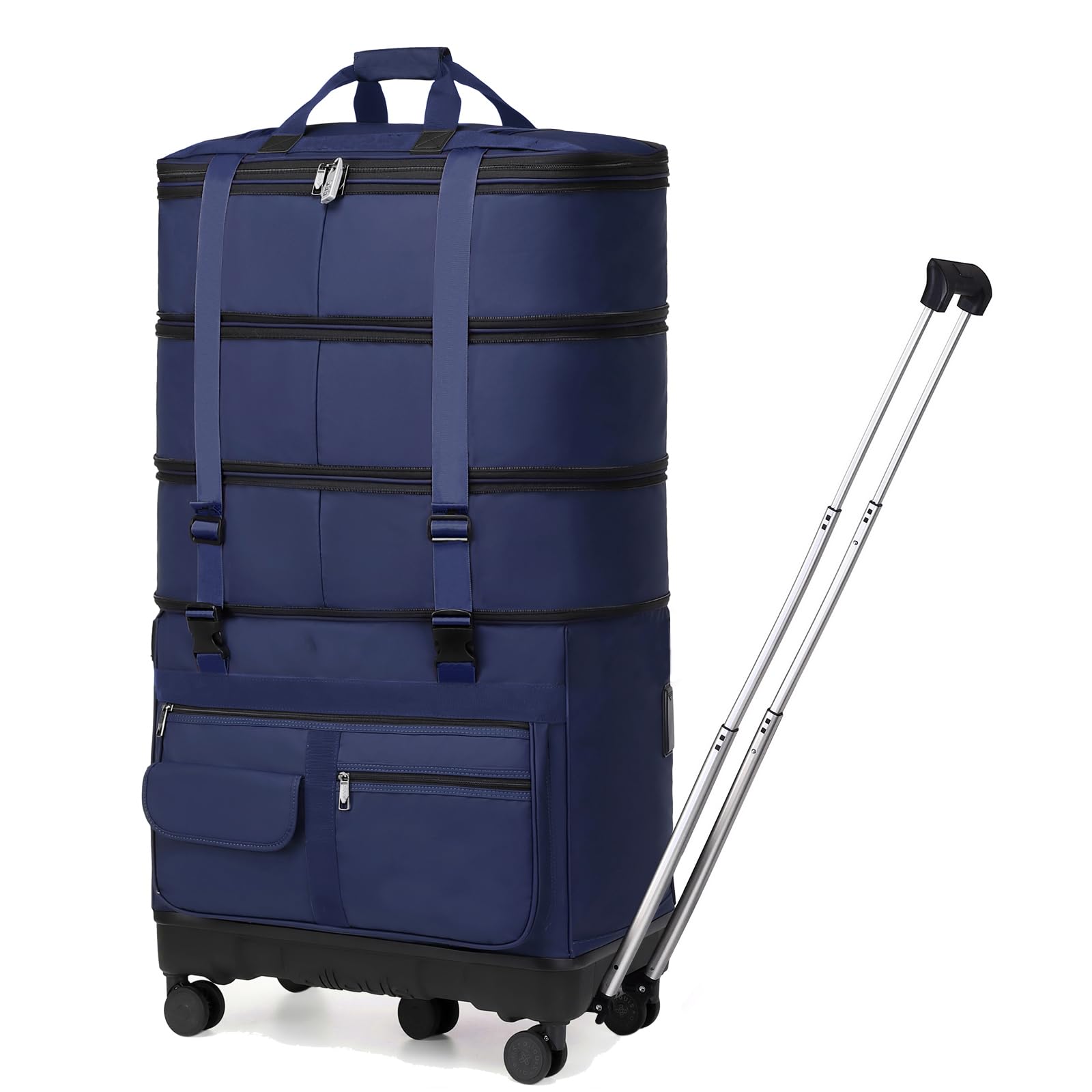 Expandable Collapsible Luggage with Telescoping Handle - Foldable Travel Suitcase with Removable Wheels - Rolling Duffel Bag for Men & Women - Perfect for Air Travel, Business Trips & Weekend Getaways