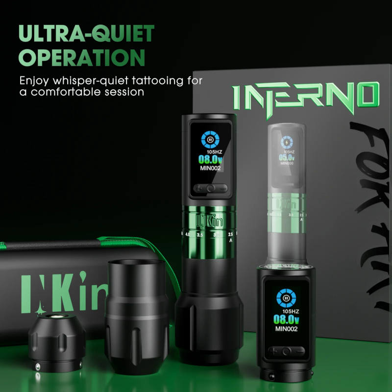Inkin Black Inferno Adjustable Tattoo Pen Machine - Professional Rotary Tattoo Gun for Artists | Perfect for Lining, Shading & Coloring Tattoos