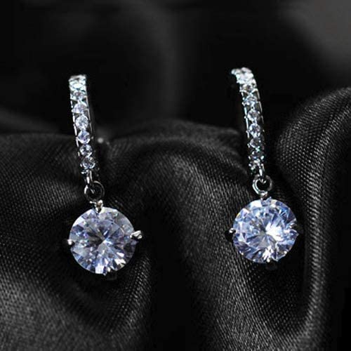 Shining Zircon Crystal Drop Dangle Earrings for Women - Golden Hoop Leverback Earrings with Sparkling Stones, Elegant Jewelry Gift for Her - Perfect for Parties, Weddings & Special Occasions