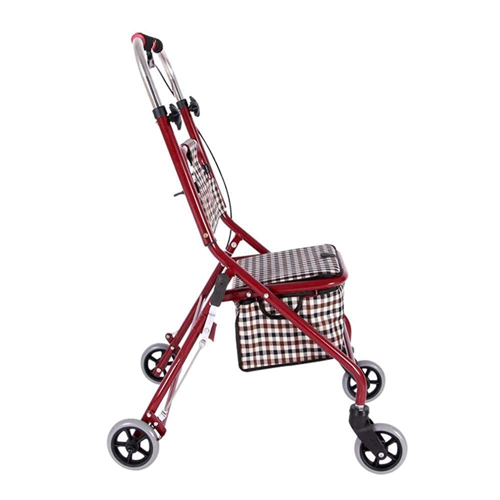 NEZIH 4 Wheel Walker for Seniors - Lightweight Folding Mobility Aid with Shopping Basket, Adjustable Height Walking Frame for Elderly - Ideal for Indoor Use, Outdoor Walks, and Grocery Shopping