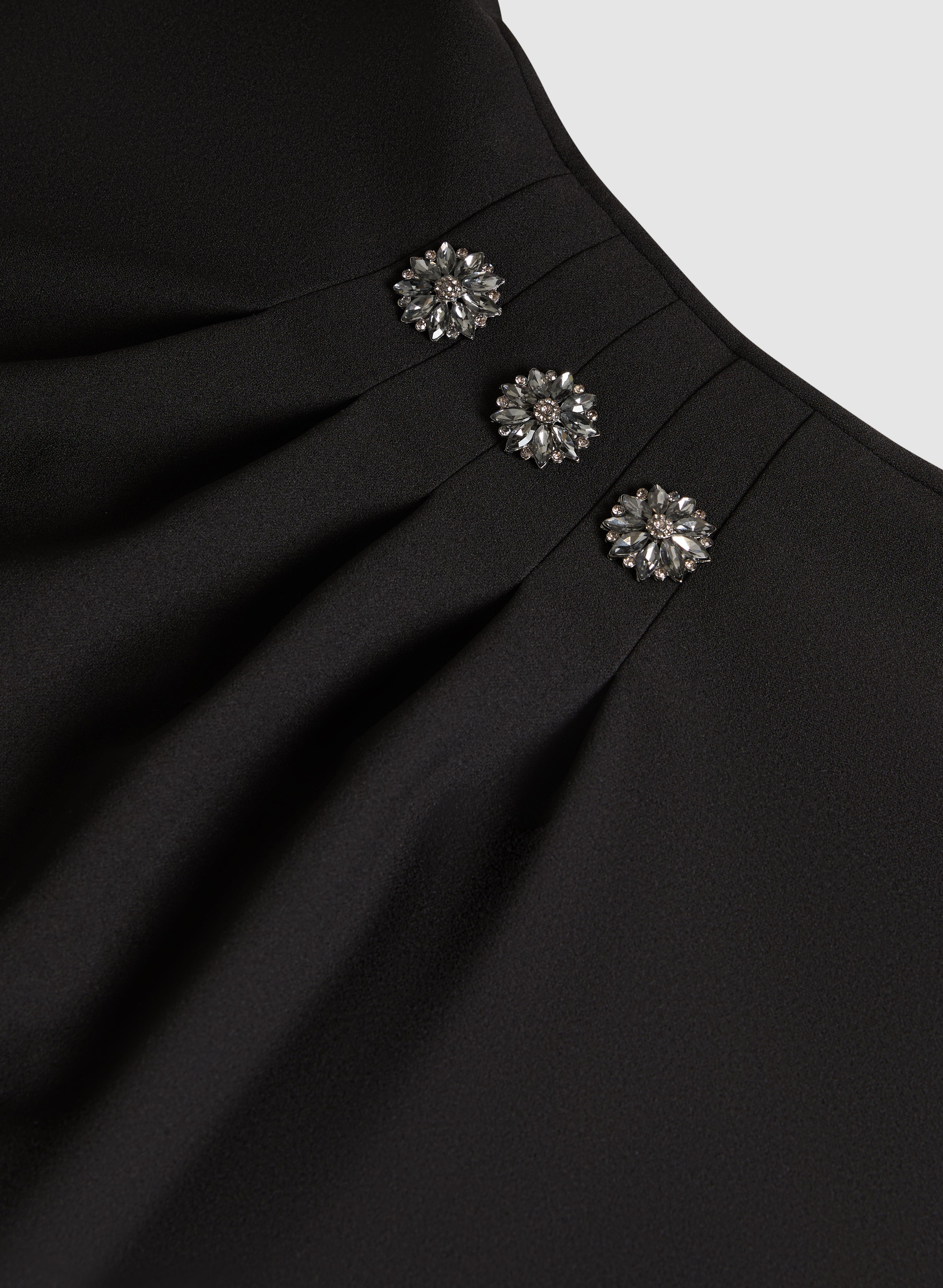 Elegant Crystal Button Embellished Dress for Women - Perfect for Weddings, Parties & Special Occasions