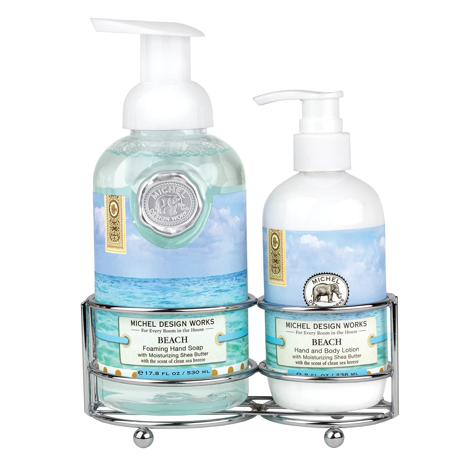 Michel Design Works Hand Lotion & Soap Gift Set - Luxury Bathroom Organizer for Spa, Beach & Home Decor - Perfect for Showers, Vanities & Guest Bathrooms