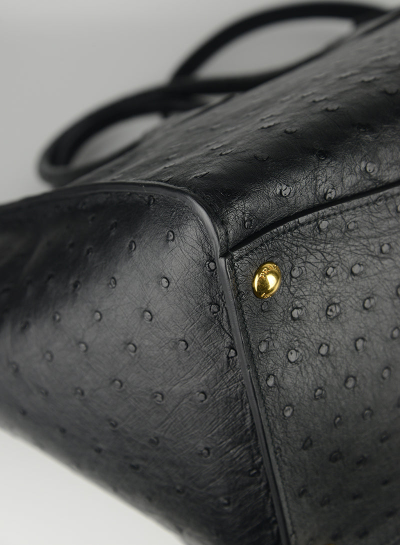 Prada Genuine Ostrich Leather Handbag for Women - Luxury Designer Purse for Work, Party & Evening Events