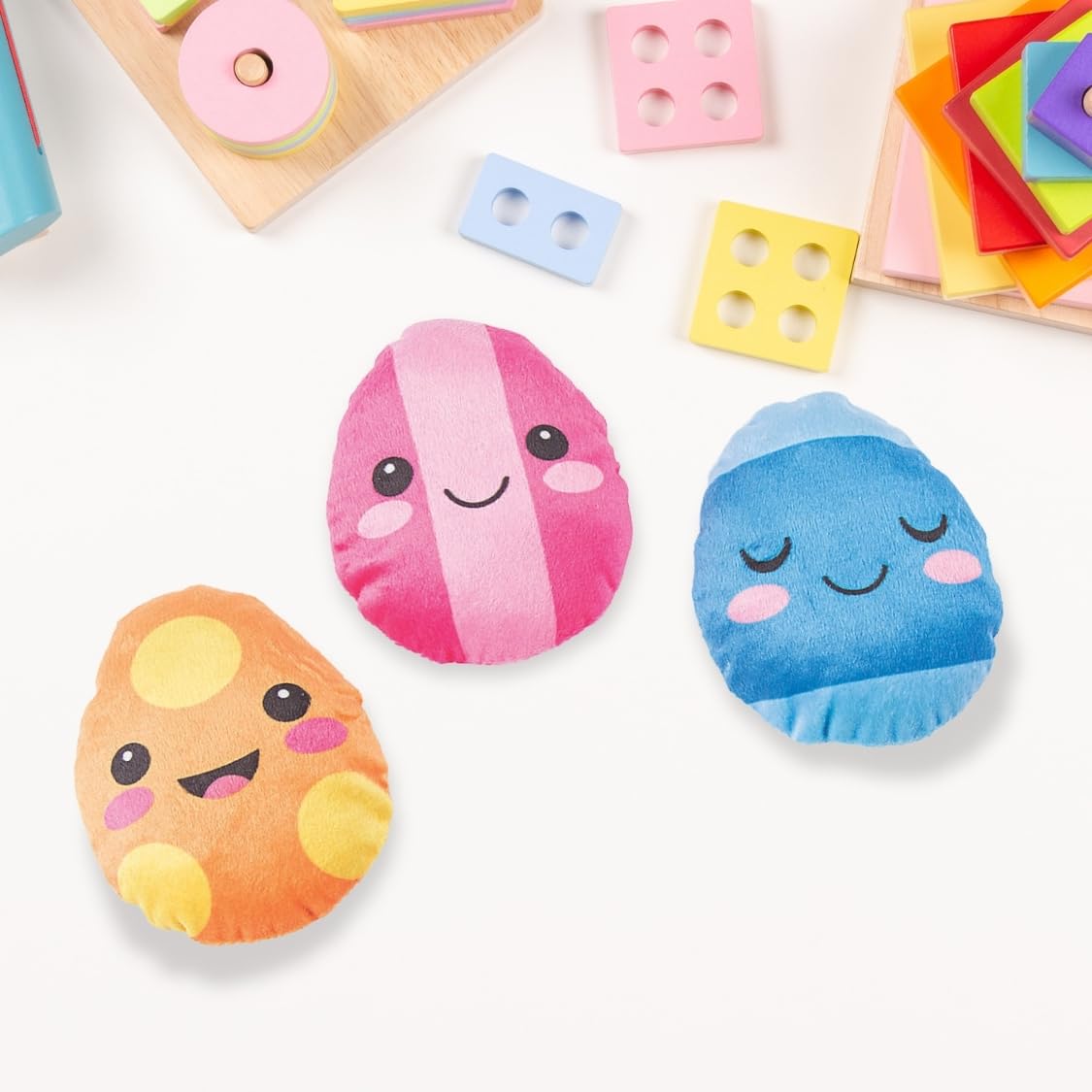 Fun Express Easter ICON Egg Shape Plush Character Toys - 50 Piece Set for Easter Egg Hunt, Party Favors & Classroom Prizes