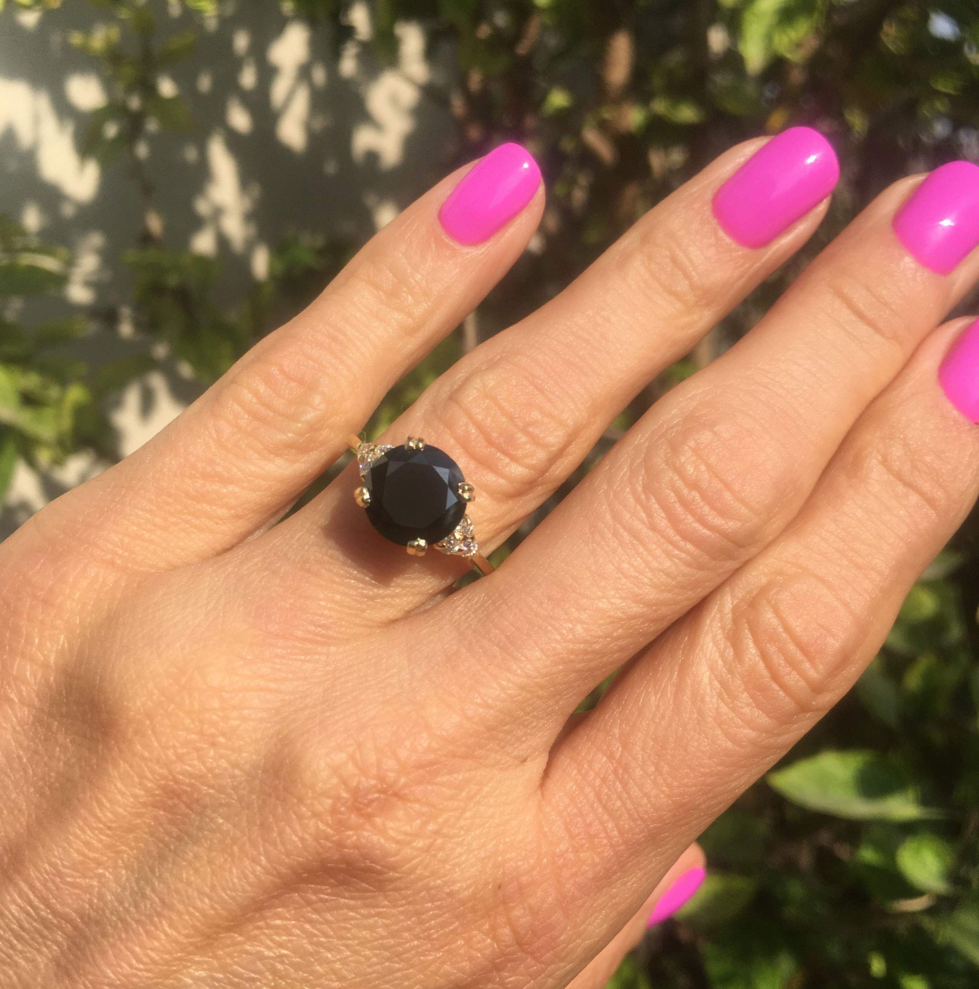 Onyx Ring for Women - Black Stone Statement Ring in Gold - Round Prong Set Engagement & Cocktail Ring - December Birthstone Jewelry Gift for Her - Perfect for Weddings, Parties & Special Occasions