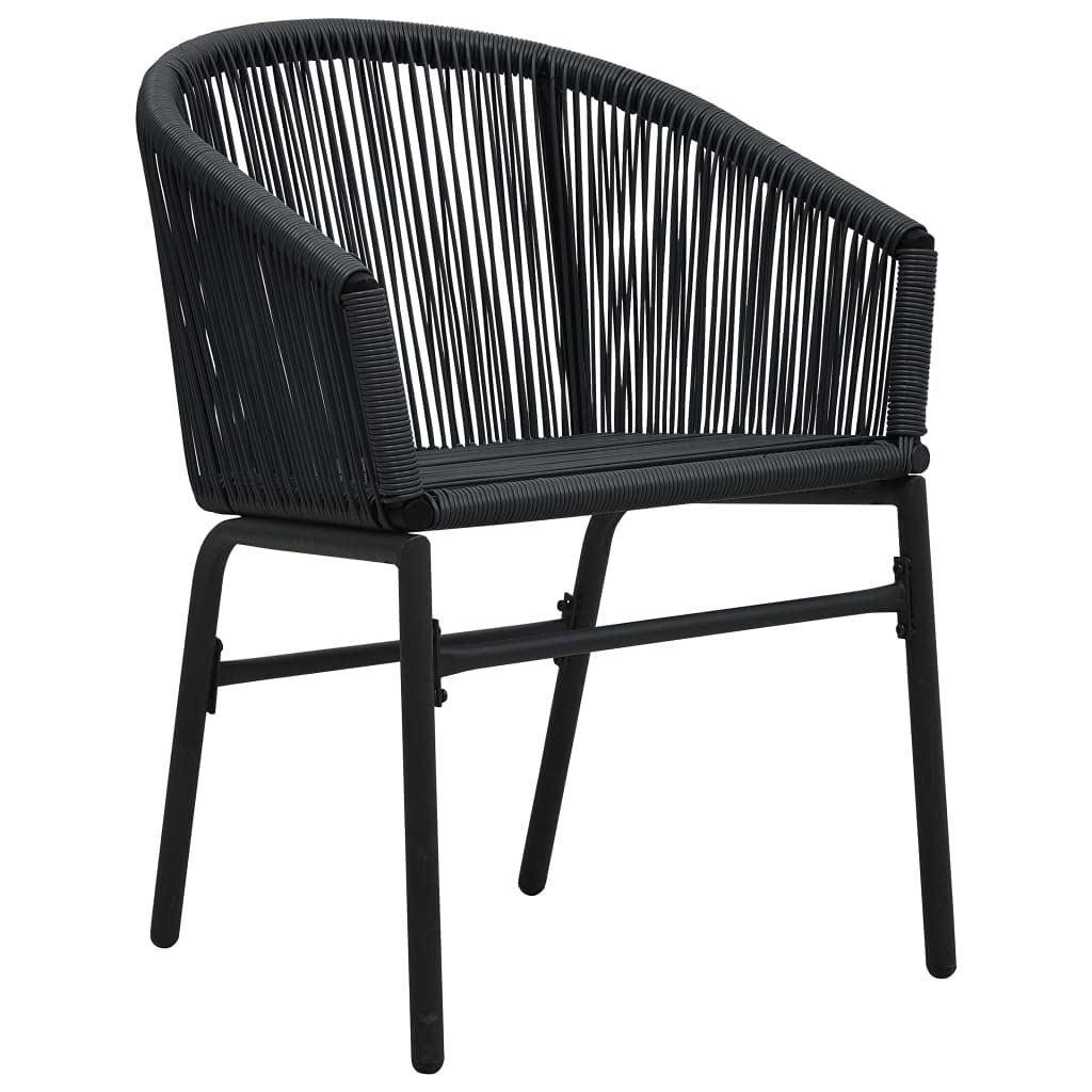 3-Piece Outdoor Bistro Set with Cushions - Black PVC Rattan Dining Table & 2 Chairs - Patio Bar Set with Round Coffee Table - Perfect for Balcony, Poolside, Backyard & Garden Entertaining