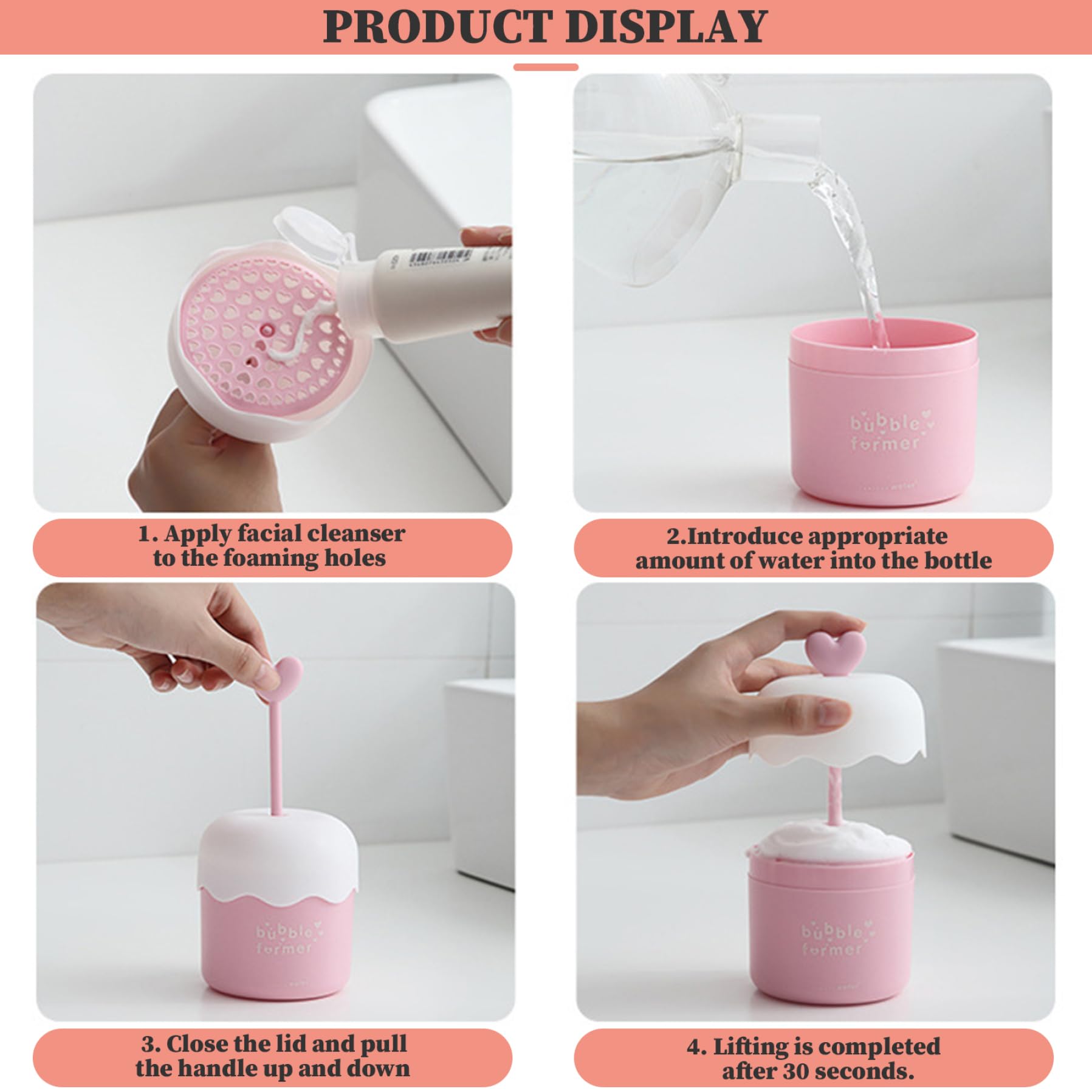 2Pcs Heart Design Skincare Bubble Foam Maker - Portable Face Wash Cleanser Foamer for Fast Foaming | PP Material for Home & Travel Use | Perfect for Gentle Facial Cleansing & Spa Days