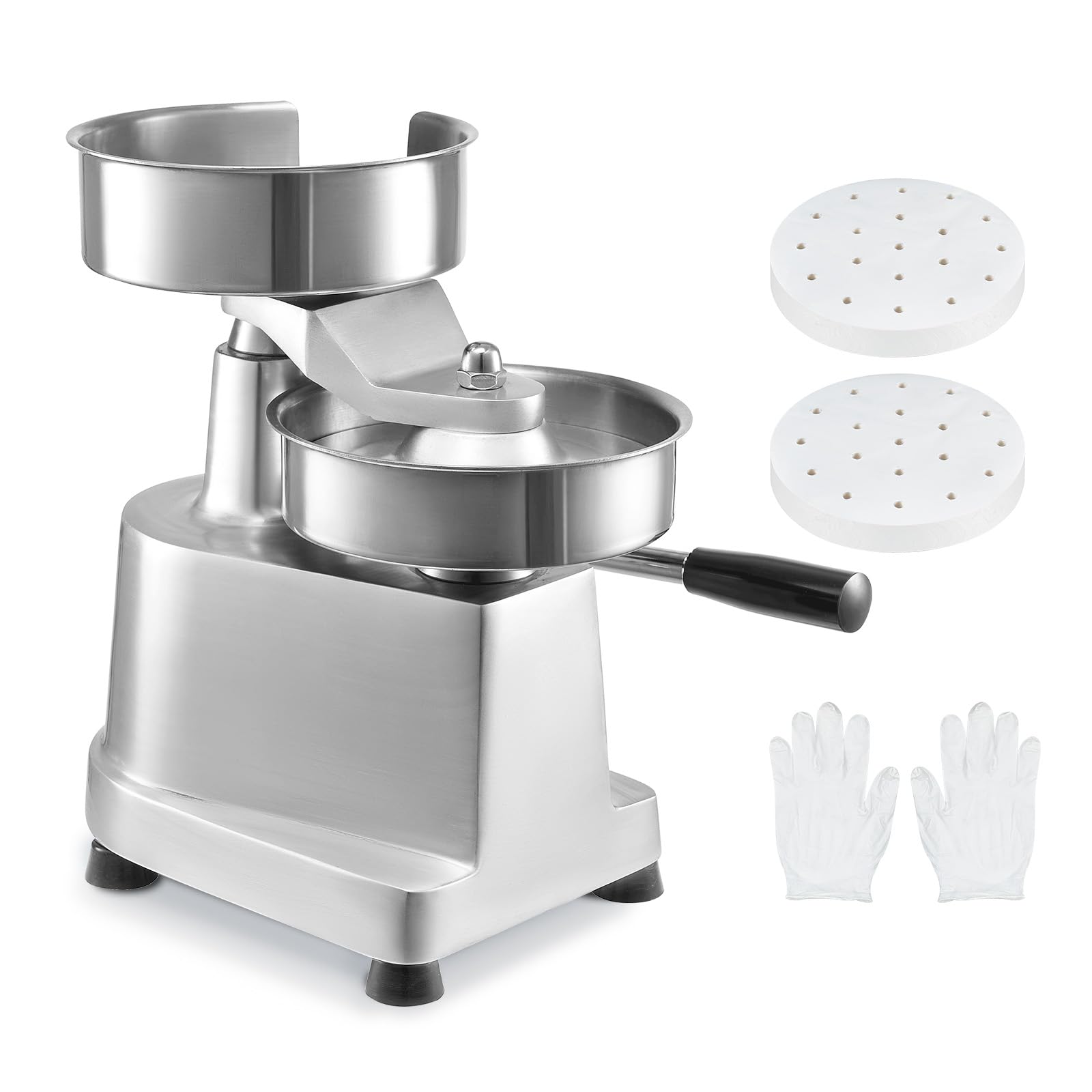 VEVOR 6-Inch Commercial Hamburger Patty Maker - Heavy Duty Stainless Steel Burger Press Machine with 1000 Patty Papers - Perfect for Restaurants, BBQ Parties & Home Kitchen Use