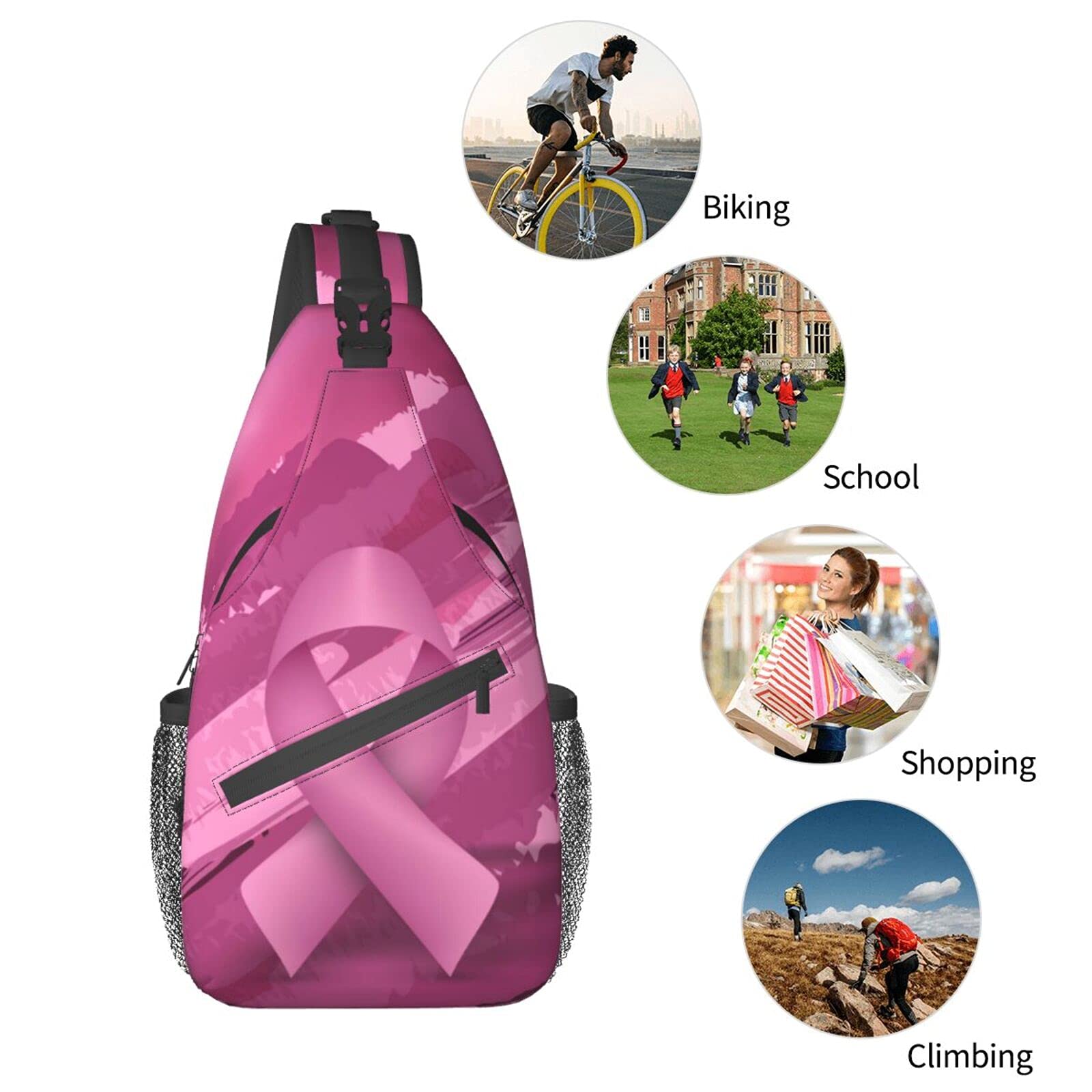 Breast Cancer Awareness Crossbody Bags for Women & Men - Lightweight Chest Shoulder Bags for Hiking, Travel & Daily Use | Perfect for Commuting, Shopping & Outdoor Activities