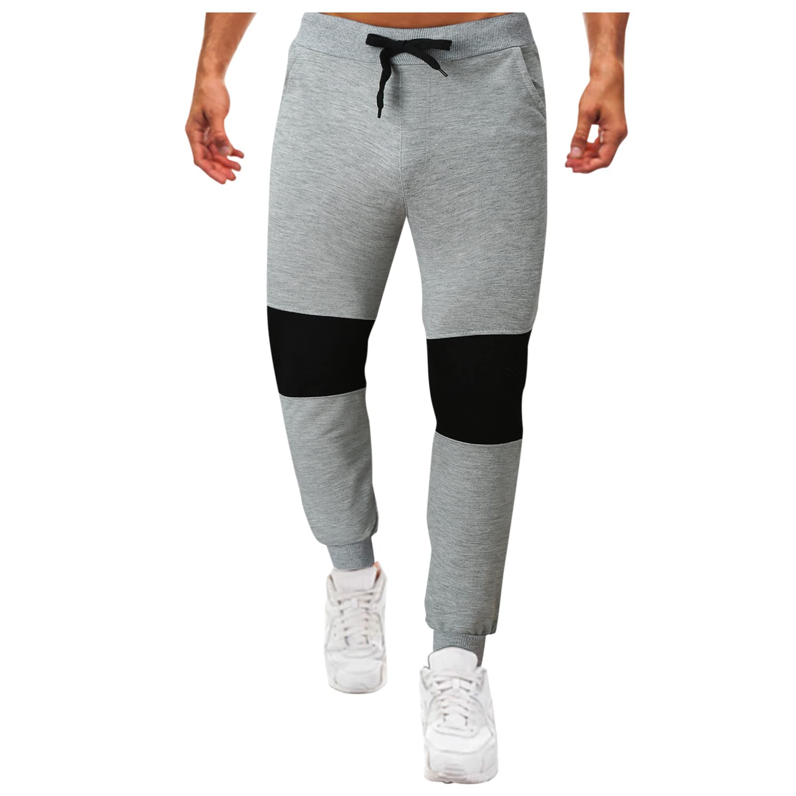 Men's Athletic Sweatpants with Pockets - Open Bottom Contrast Design Joggers for Running, Workout & Training | Comfortable Casual Lounge Pants for Gym, Home & Outdoor Activities