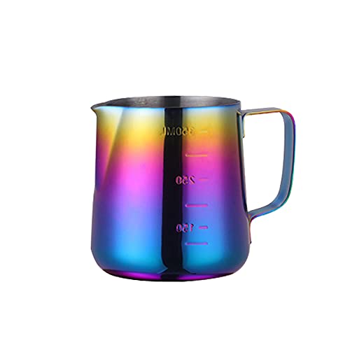 Premium Stainless Steel Milk Frother Cup 350ml (12oz) - Barista-Grade Coffee Frothing Pitcher for Espresso, Latte & Cappuccino - Rainbow Color - Perfect for Home Brewing, Coffee Shops & DIY Latte Art