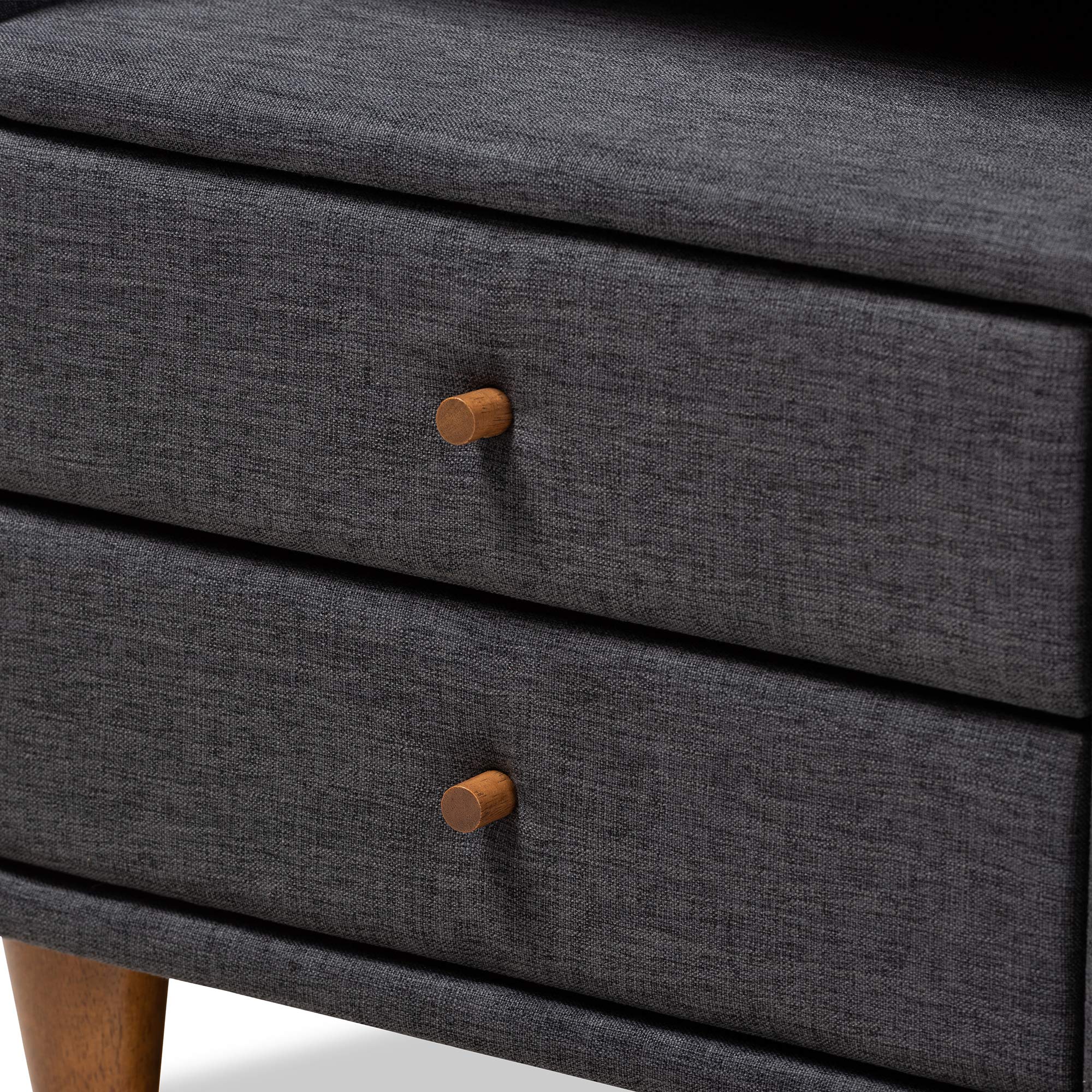 Baxton Studio Modern Nightstand - Charcoal Finish Bedside Table for Bedroom, Living Room & Guest Room - Compact Size with Storage Shelf