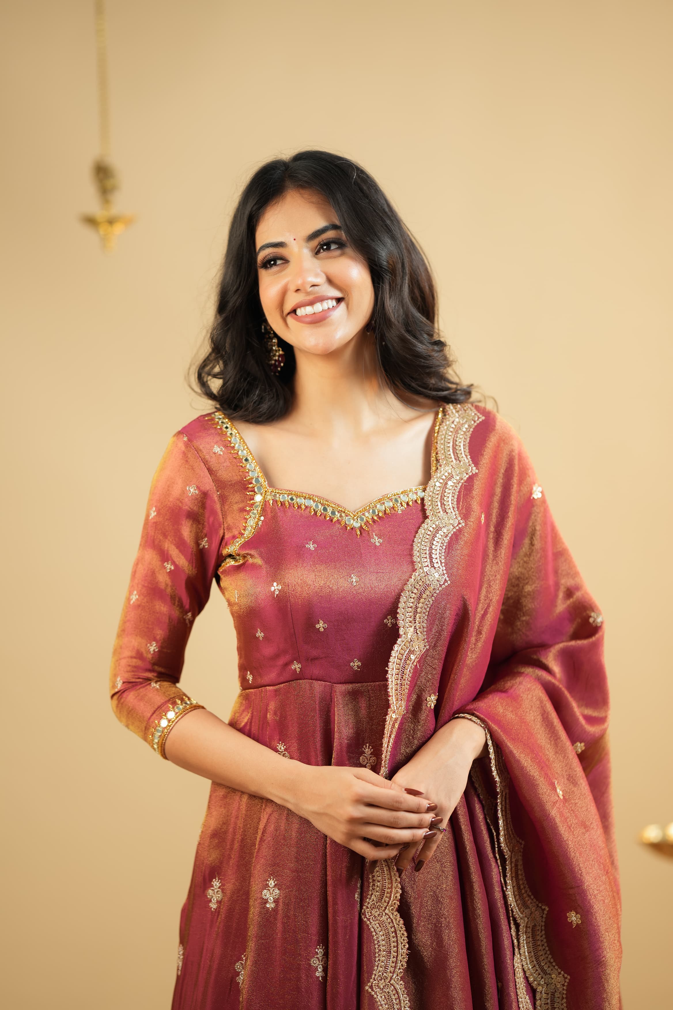 DD757 Swastika Series 2 Premium Tissue Anarkali Kurti - Elegant Indian Ethnic Wear for Women, Perfect for Festivals, Weddings & Special Occasions