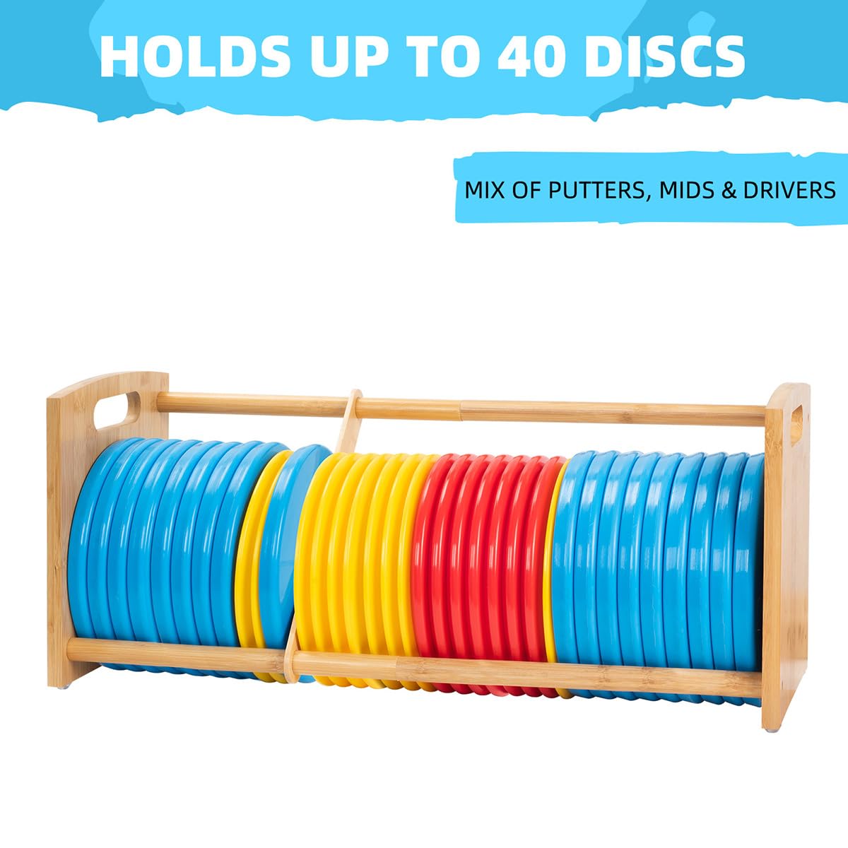 Premium Bamboo Disc Golf Storage Rack - Wall Mounted Disc Golf Organizer for Discs, Bags & Accessories | Perfect for Home, Garage & Tournament Storage | Durable Disc Golf Equipment Shelf for Sports Enthusiasts