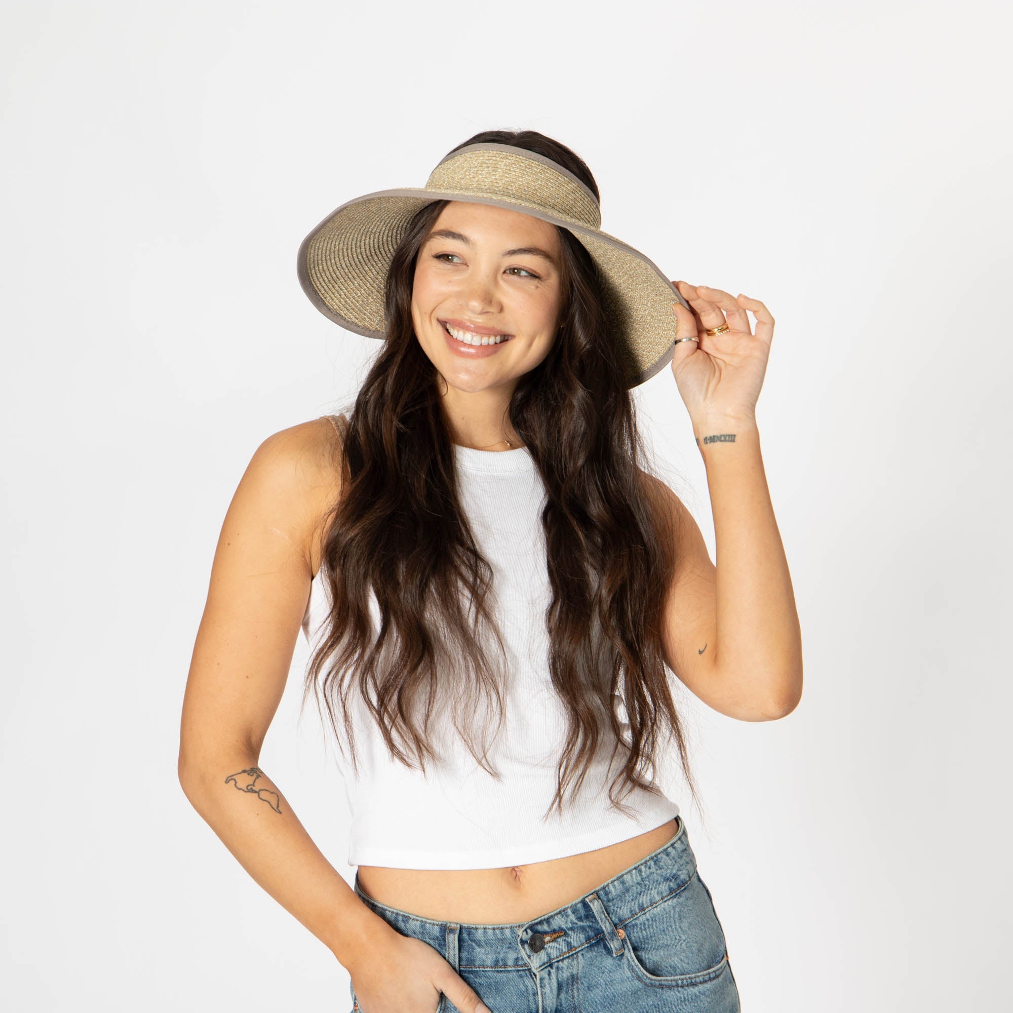 San Diego Hat Company Women's Ultrabraid Large Brim Visor - UV Protection Sun Hat for Beach, Golf, and Outdoor Activities