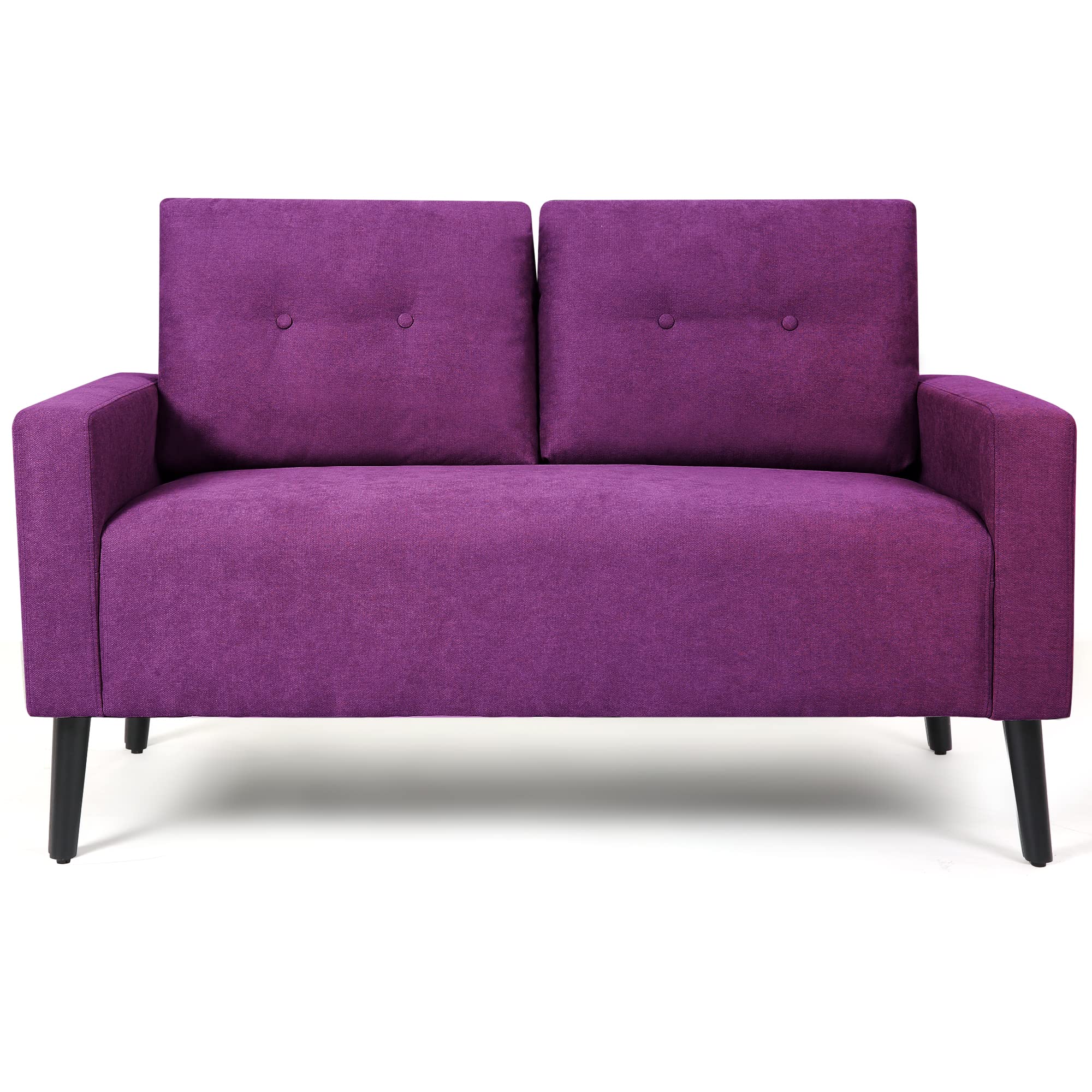 Linen Square Arm Loveseat Sofa - Modern Small Couch for Living Room, Apartment & Office - Comfortable Two-Seater with Square Arms for Cozy Spaces