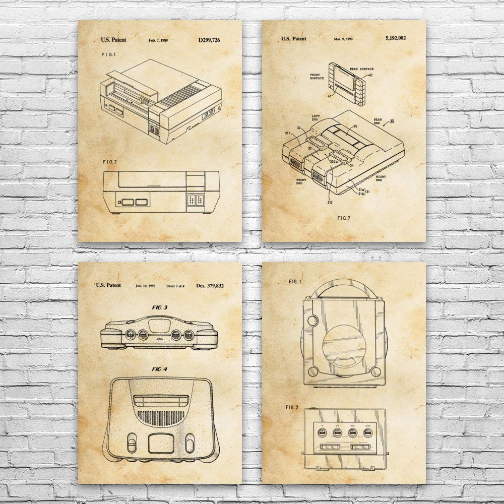 4-Pack Vintage Video Game Console Posters - 18x24 Inch Arcade Wall Art for Game Room & Store Decor - Perfect Gamer Gift & Retro Gaming Art Collection - Ideal for Bedroom, Man Cave, and Gaming Themed Parties