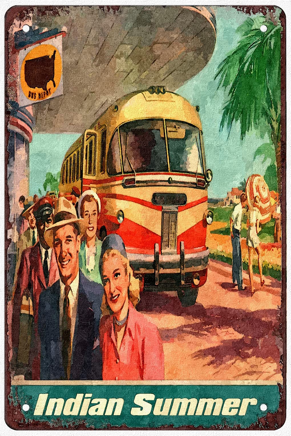 Vintage Indian Summer Travel Poster - 8x12 Inch Retro Wall Art Decor for Home, Bar, Cafe & Office - Perfect for Men & Women - Ideal for Living Room, Bedroom & Workspace Decor