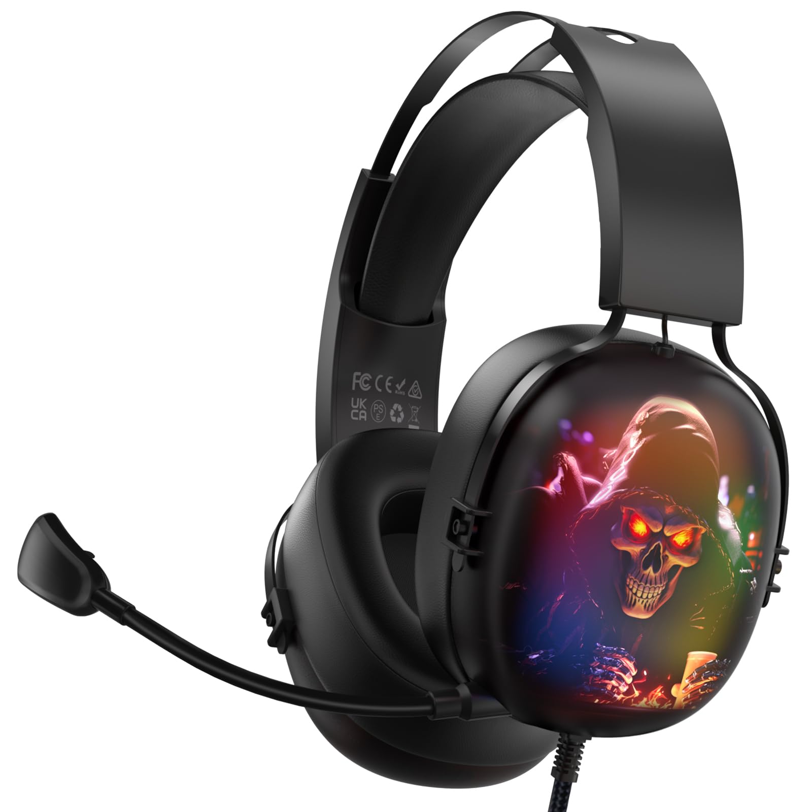 RYR USB Gaming Headset for PC - Noise Cancelling Microphone with 7.1 Surround Sound, RGB Lighting & 50mm Drivers - Perfect for FPS, MOBA & Streaming Games