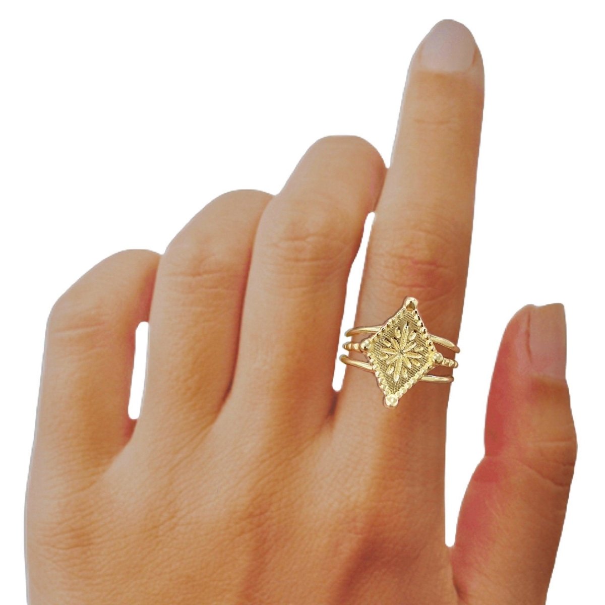 Laihas Prestige Diamond Dust Boho Gold Ring for Women - Elegant Stackable Statement Jewelry for Party, Wedding & Everyday Wear