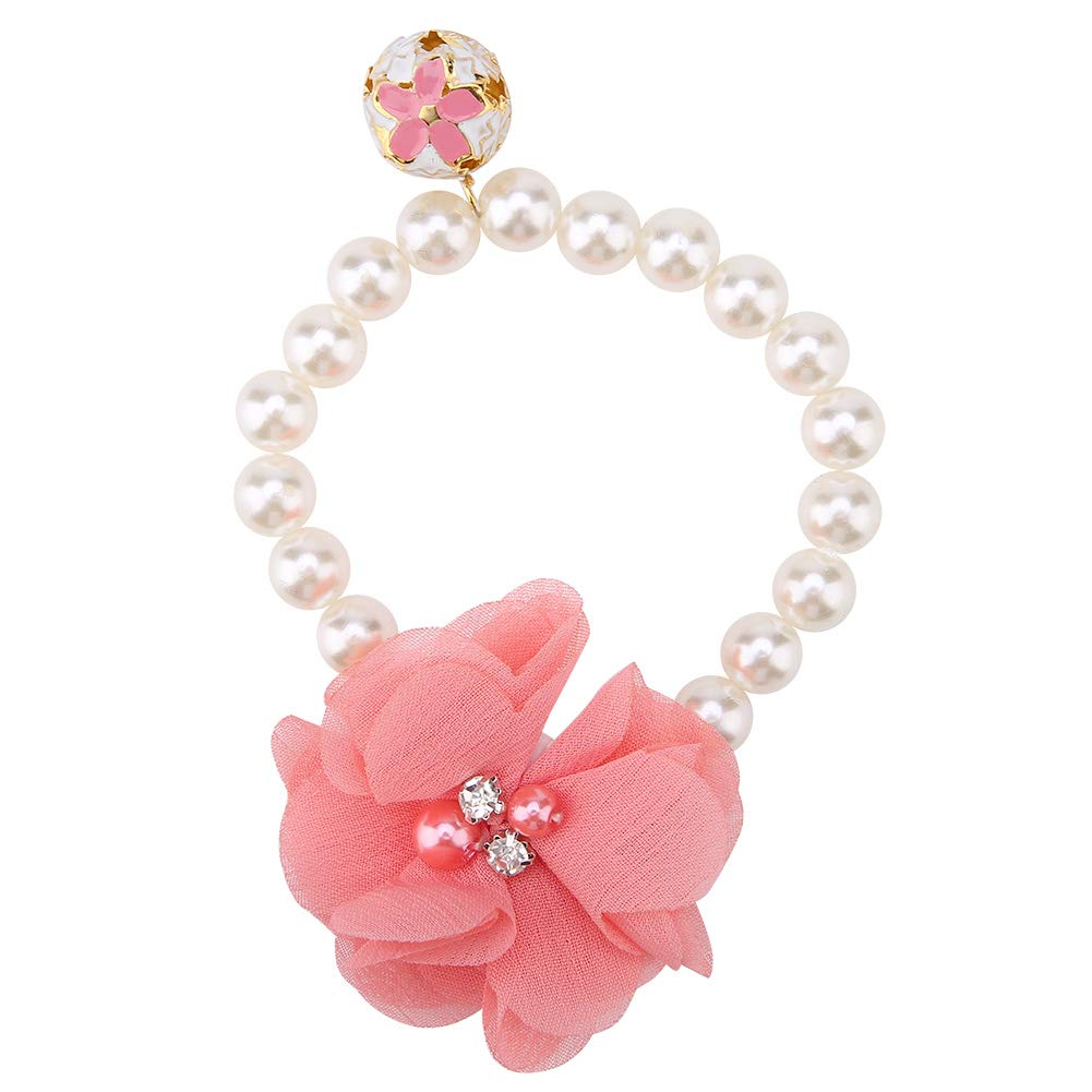 Elegant Pearl Flower Pet Collar - Adjustable Elastic Cat & Dog Choker Necklace Jewelry for Puppies | Perfect for Parties, Photos & Special Occasions
