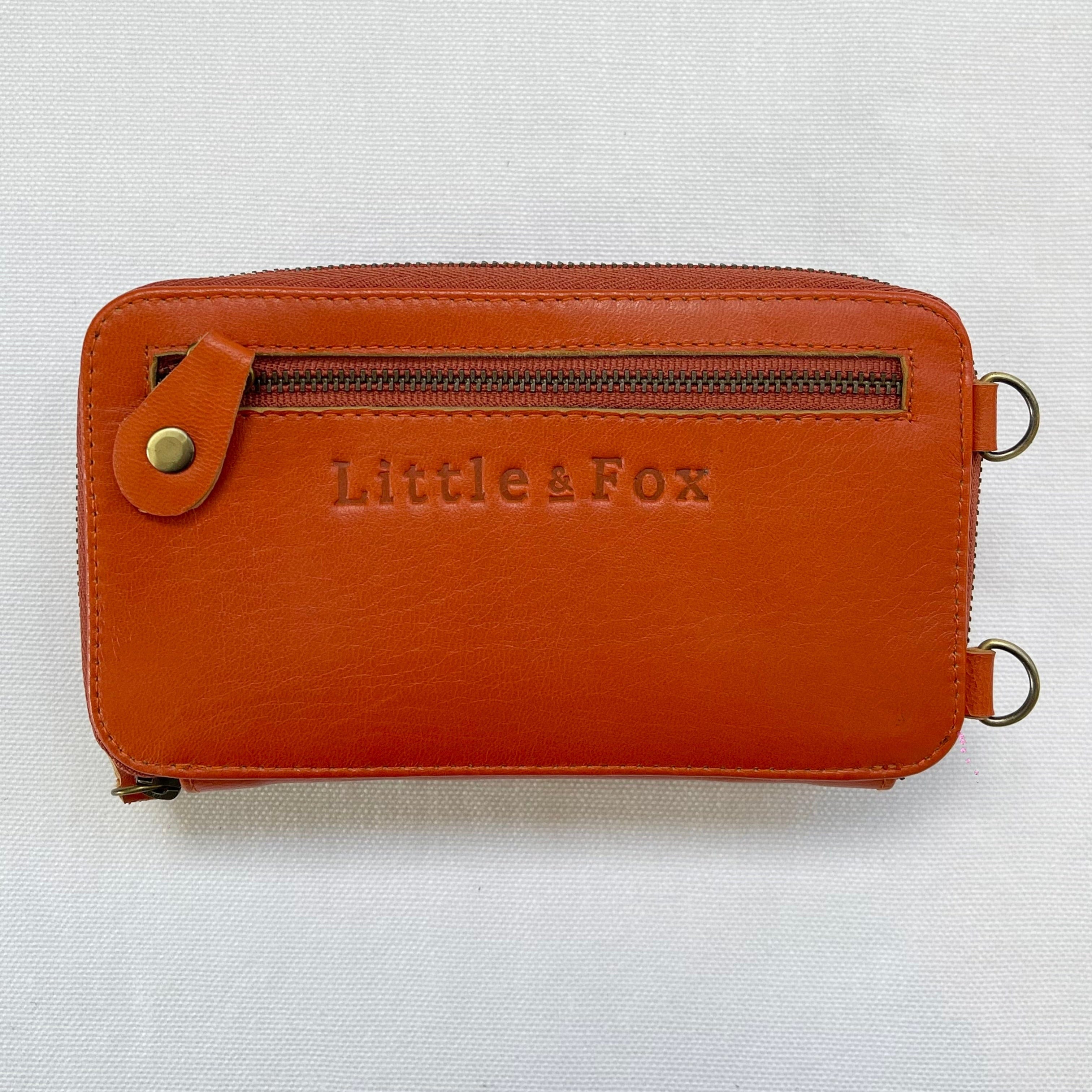 Little & Fox Genuine Leather Crossbody Clutch Bag in Tangerine Orange - Perfect for Parties, Date Nights & Everyday Use